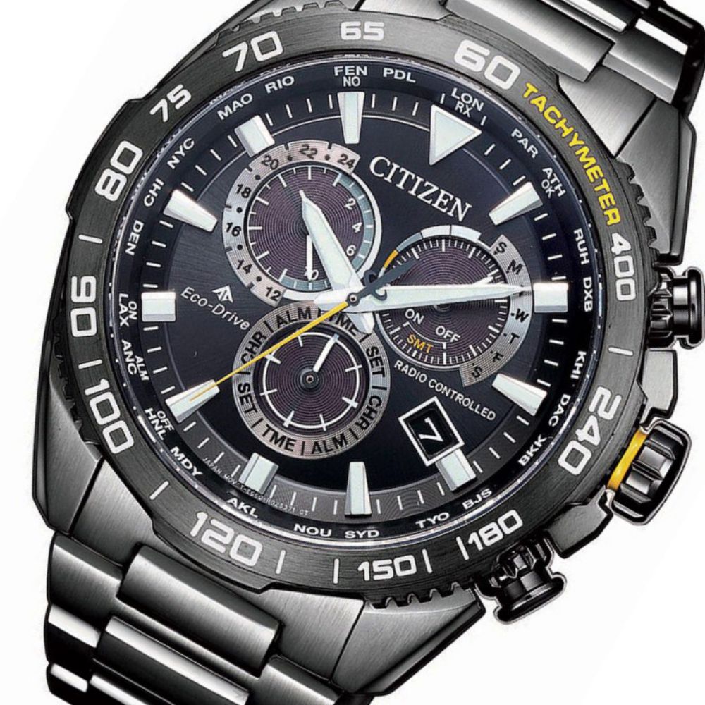 Citizen Promaster Black Steel Men's Eco-Drive Watch - CB5037-84E