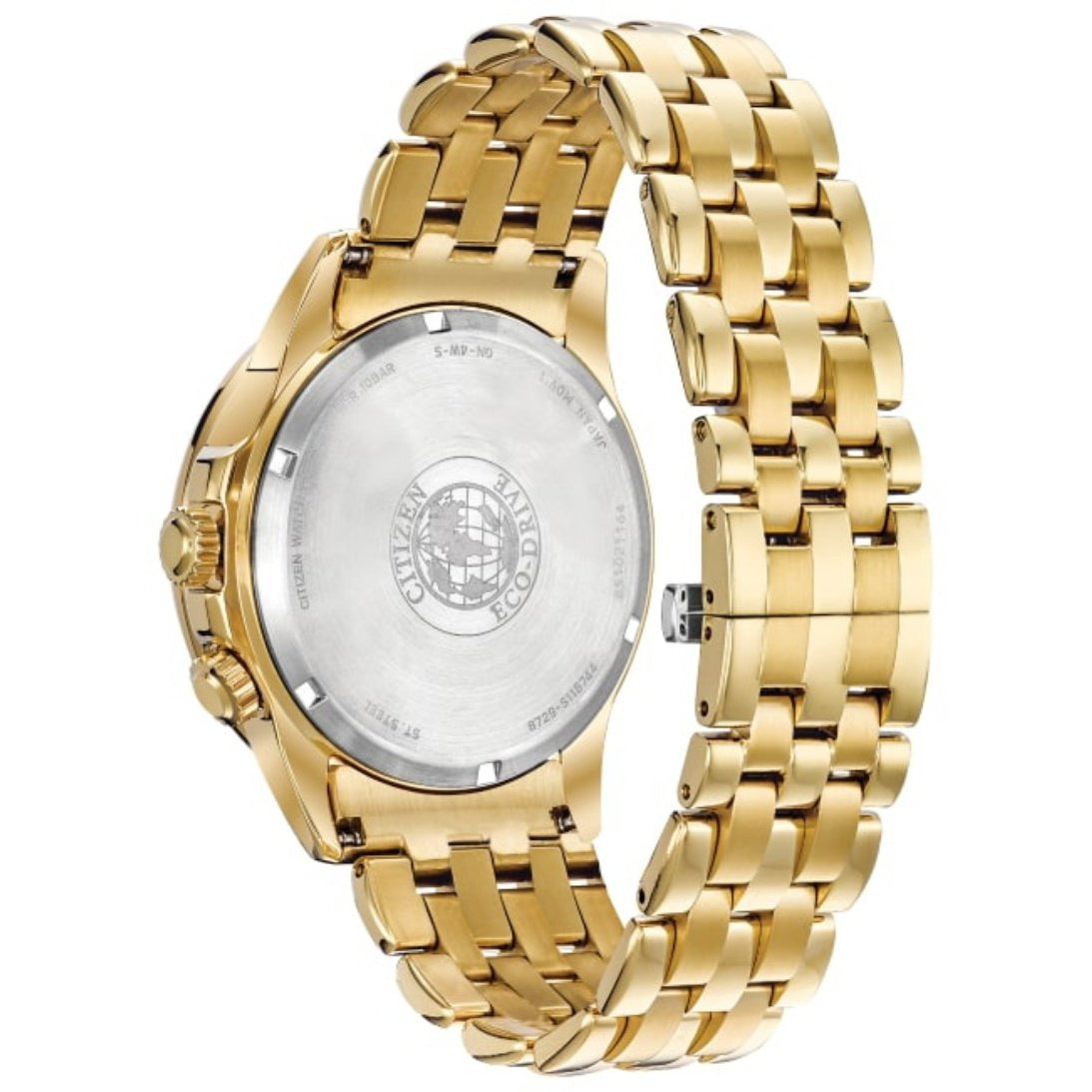 Citizen Gents World Time Eco-Drive Gold Steel Diamond Men's Watch - BU2082-56E
