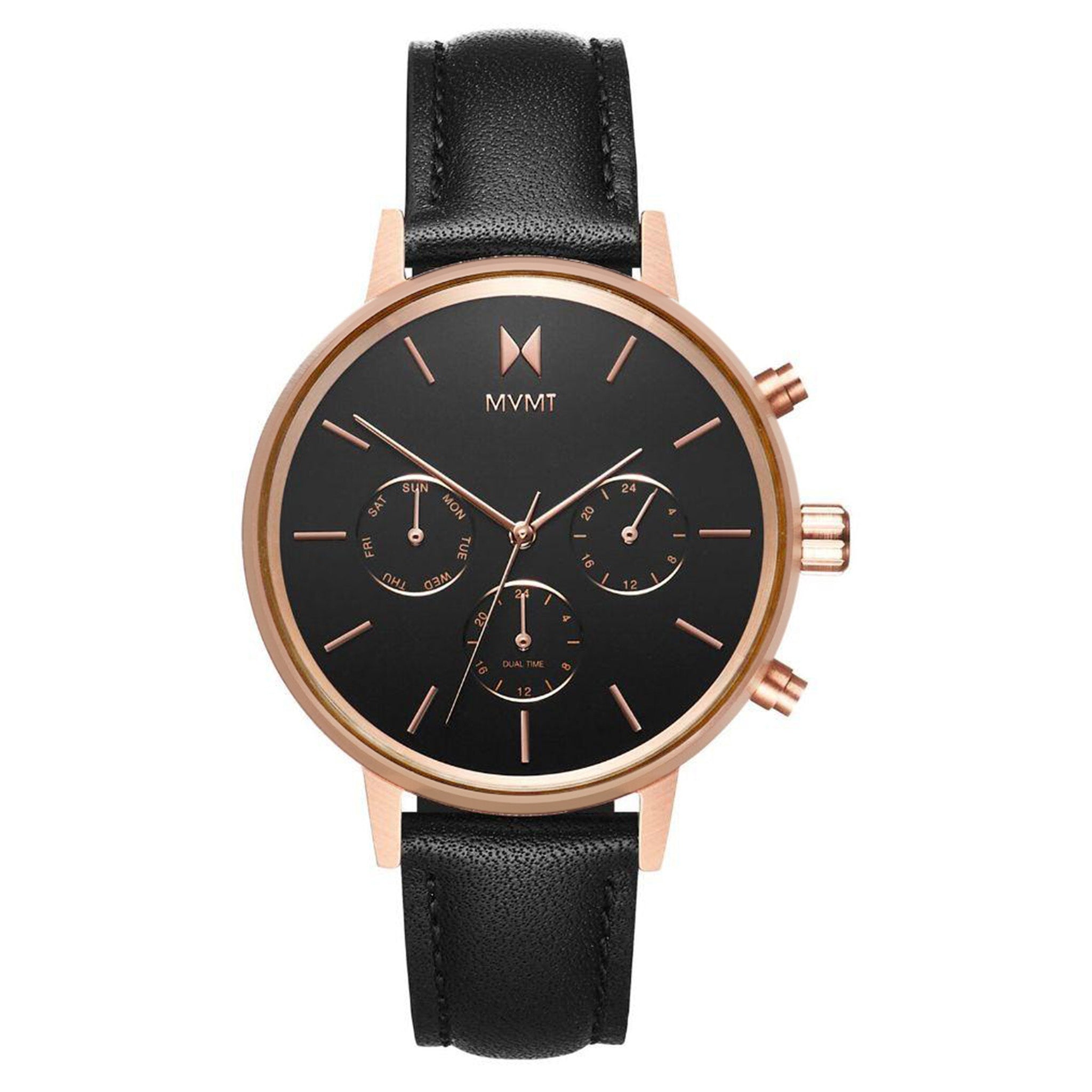 MVMT Nova Black Leather Ladies Multi-function Watch - DFC01RGBL