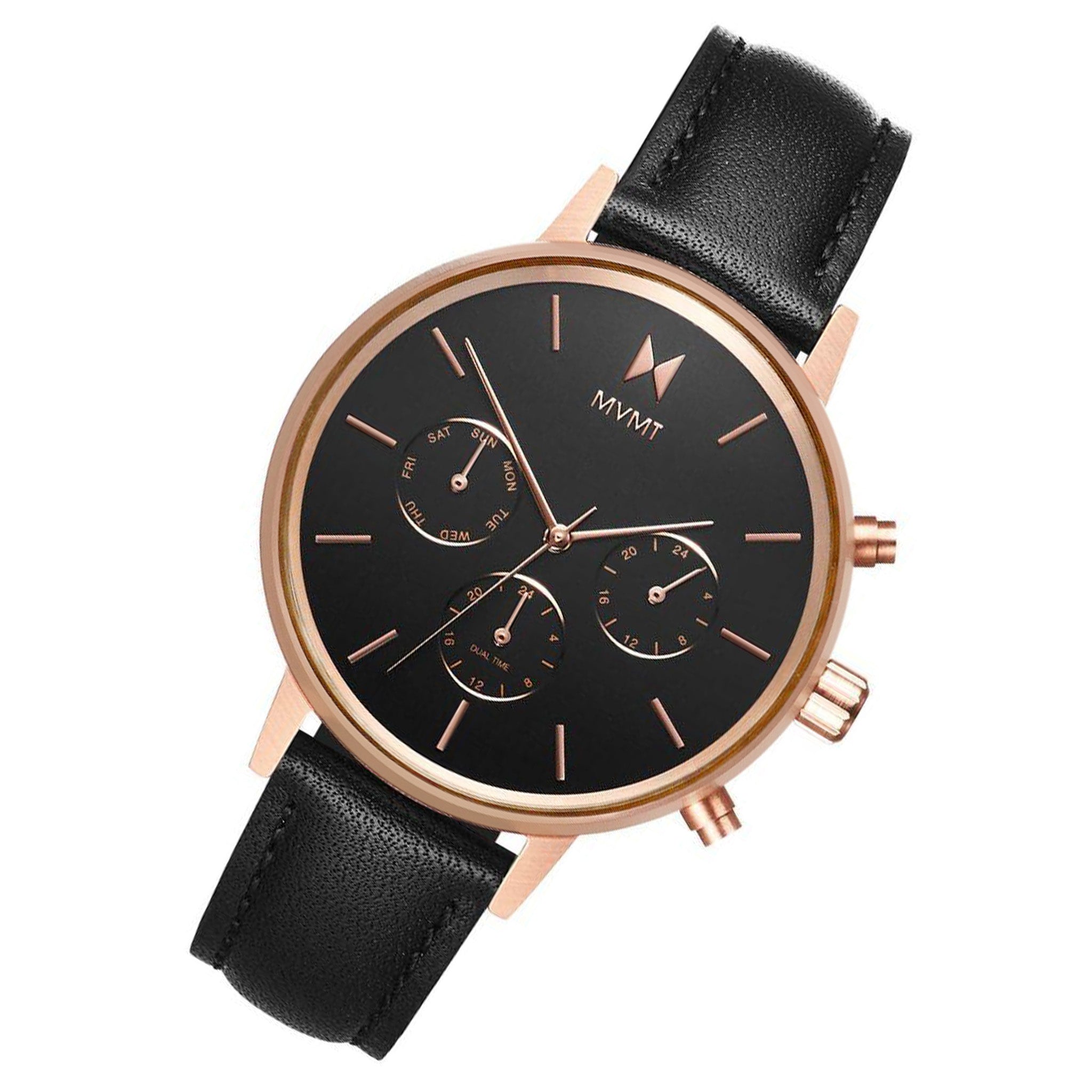 MVMT Nova Black Leather Ladies Multi-function Watch - DFC01RGBL