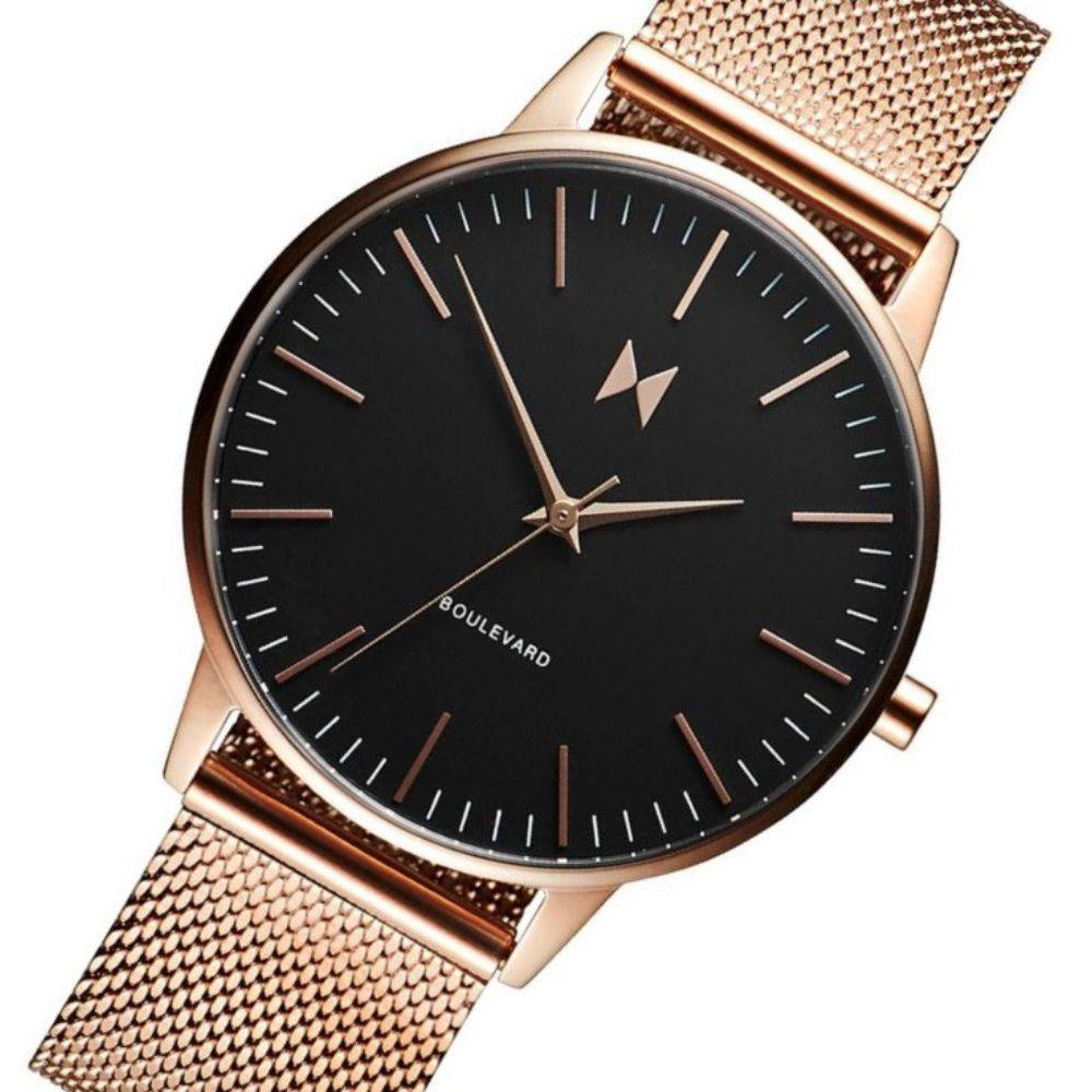 MVMT Boulevard Rose Gold Mesh Ladies Slim Watch - DMB01RGBLM