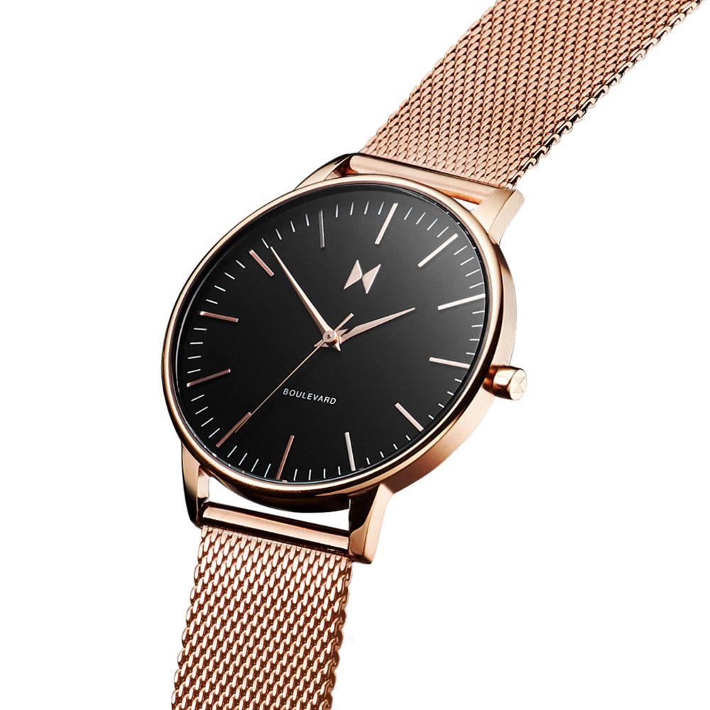 MVMT Boulevard Rose Gold Mesh Ladies Slim Watch - DMB01RGBLM