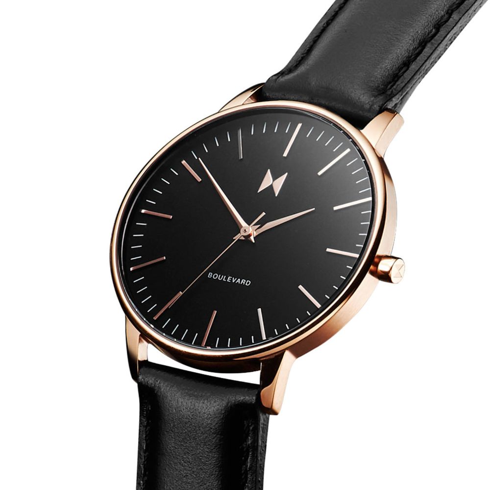 MVMT Boulevard Black Leather Ladies Slim Watch - DMB01RGBL
