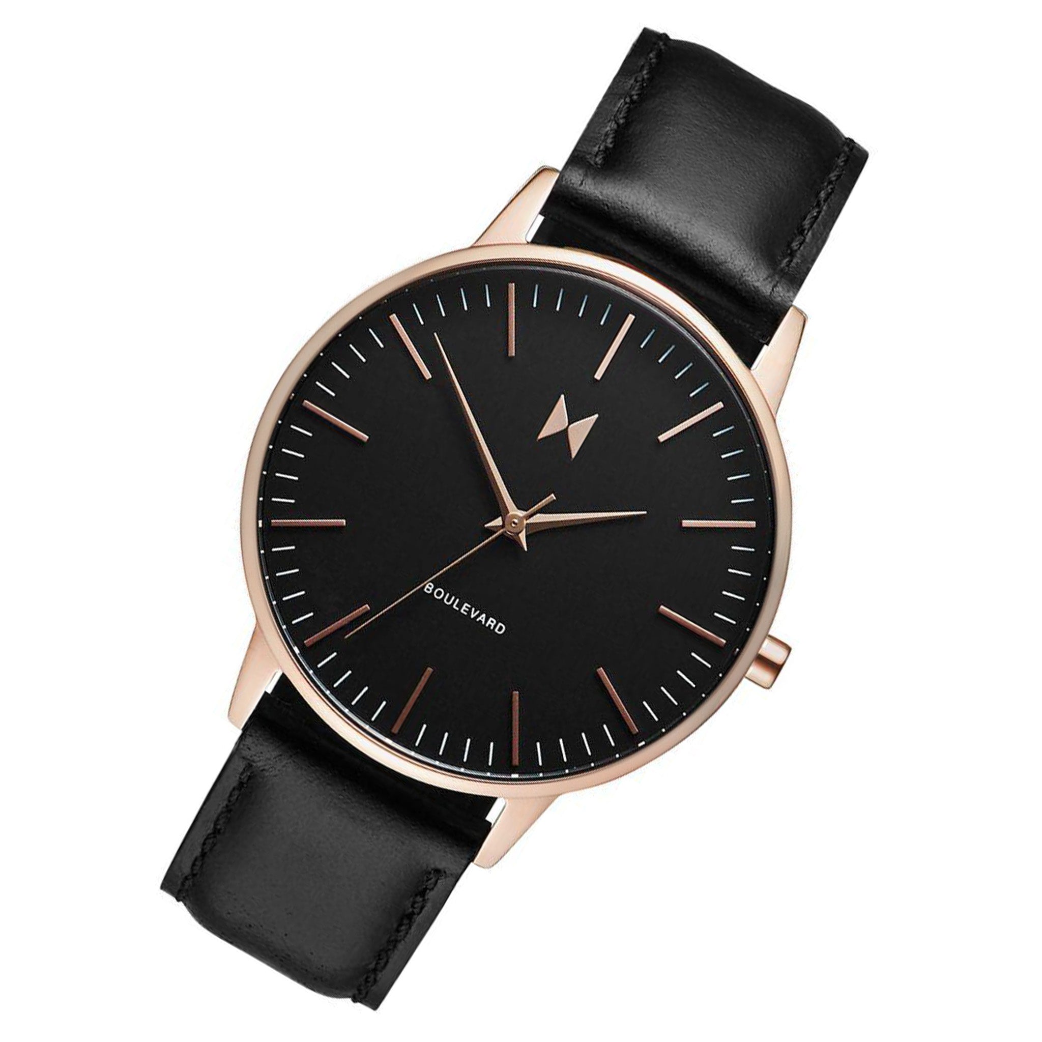 MVMT Boulevard Black Leather Ladies Slim Watch - DMB01RGBL