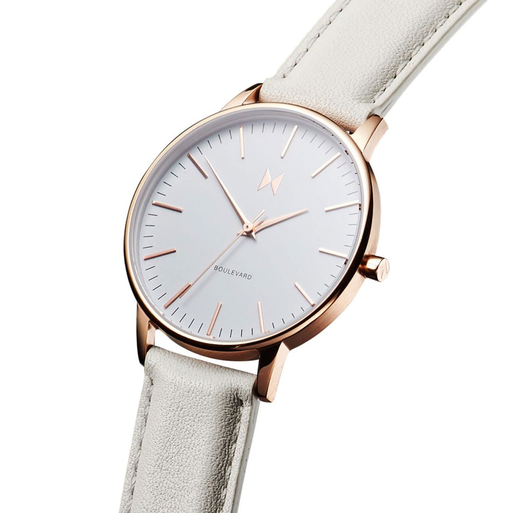 MVMT Boulevard Grey Leather Ladies Slim Watch - DMB01RGGR