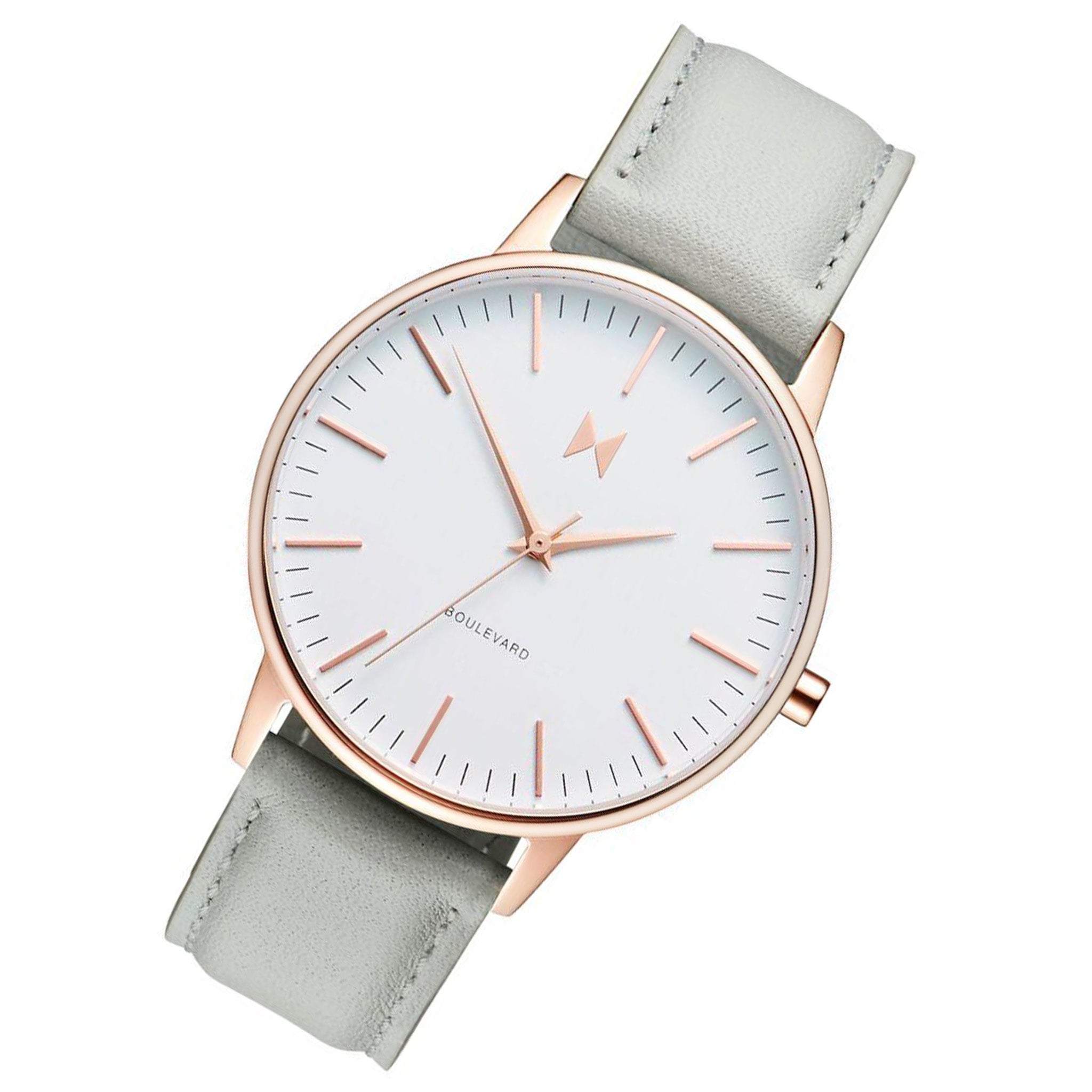 MVMT Boulevard Grey Leather Ladies Slim Watch - DMB01RGGR