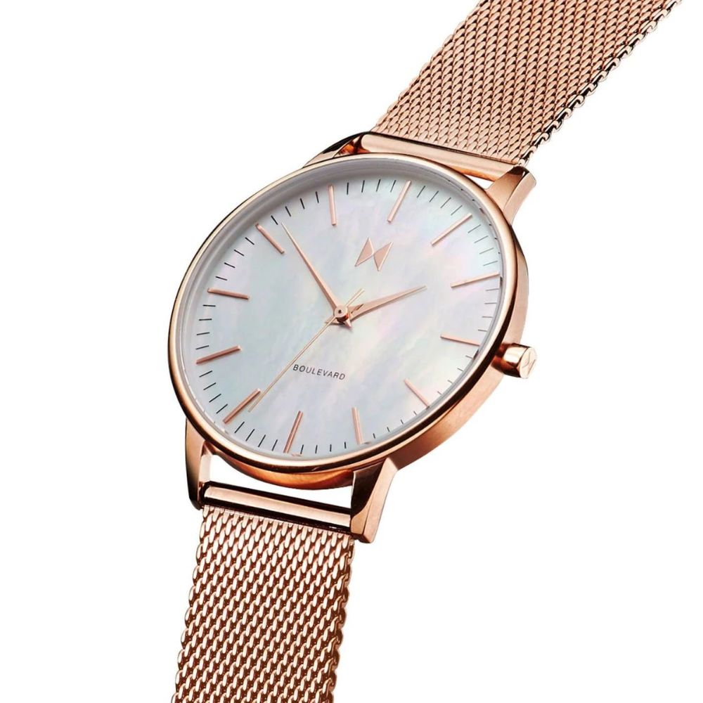 MVMT Boulevard Rose Gold Mesh Ladies Slim Watch - DMB01RGPL
