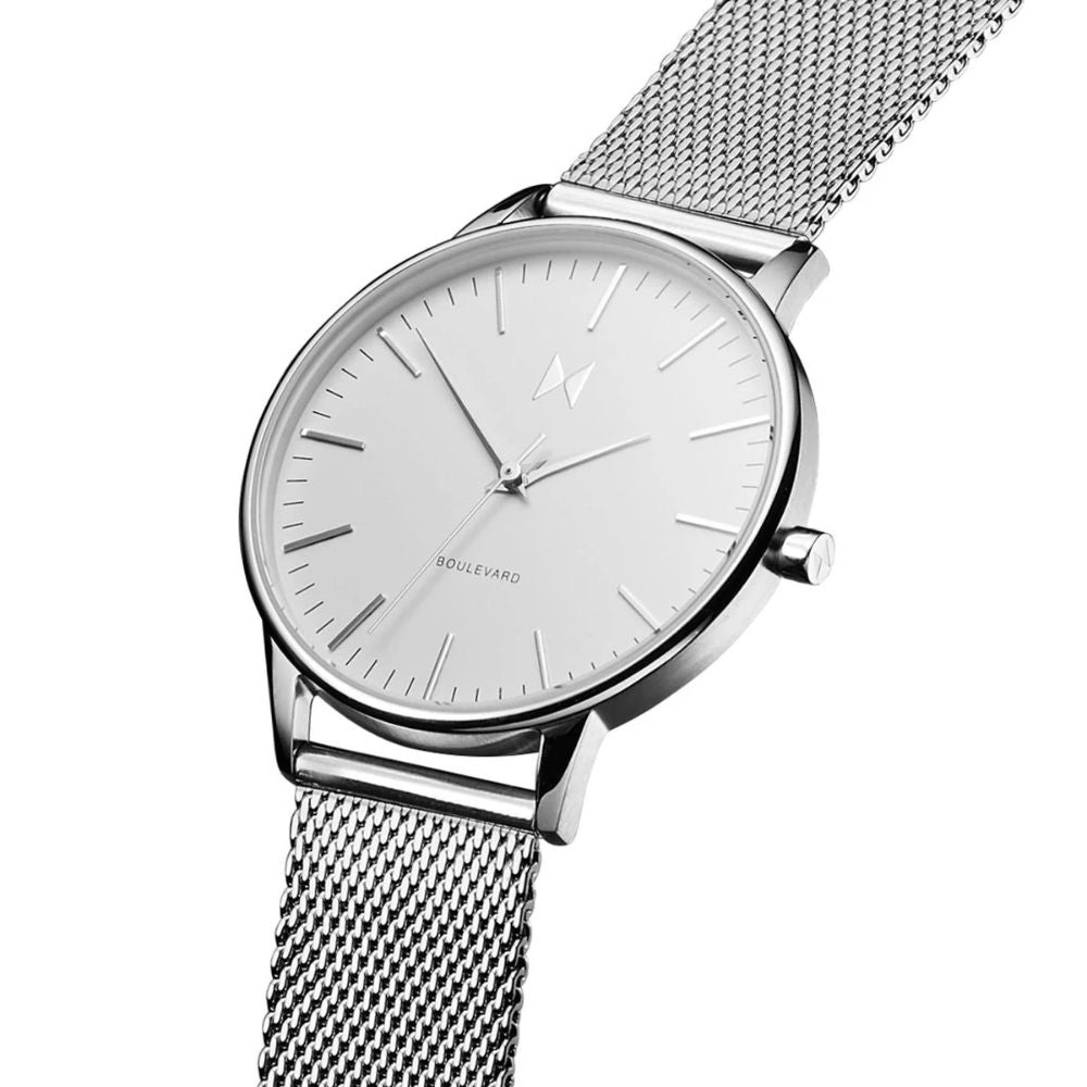 MVMT Boulevard Silver Mesh Ladies Basic Slim Watch - DMB01S