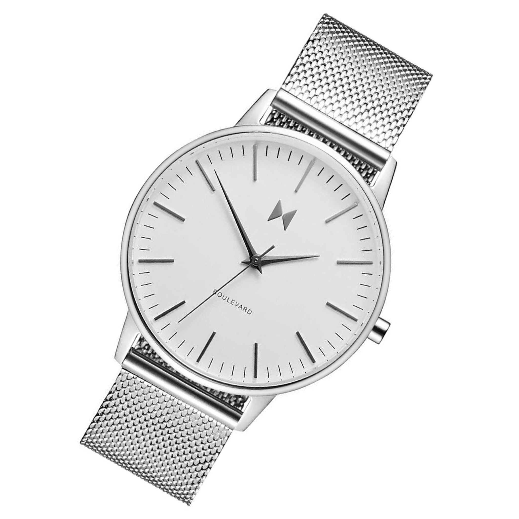 MVMT Boulevard Silver Mesh Ladies Basic Slim Watch - DMB01S