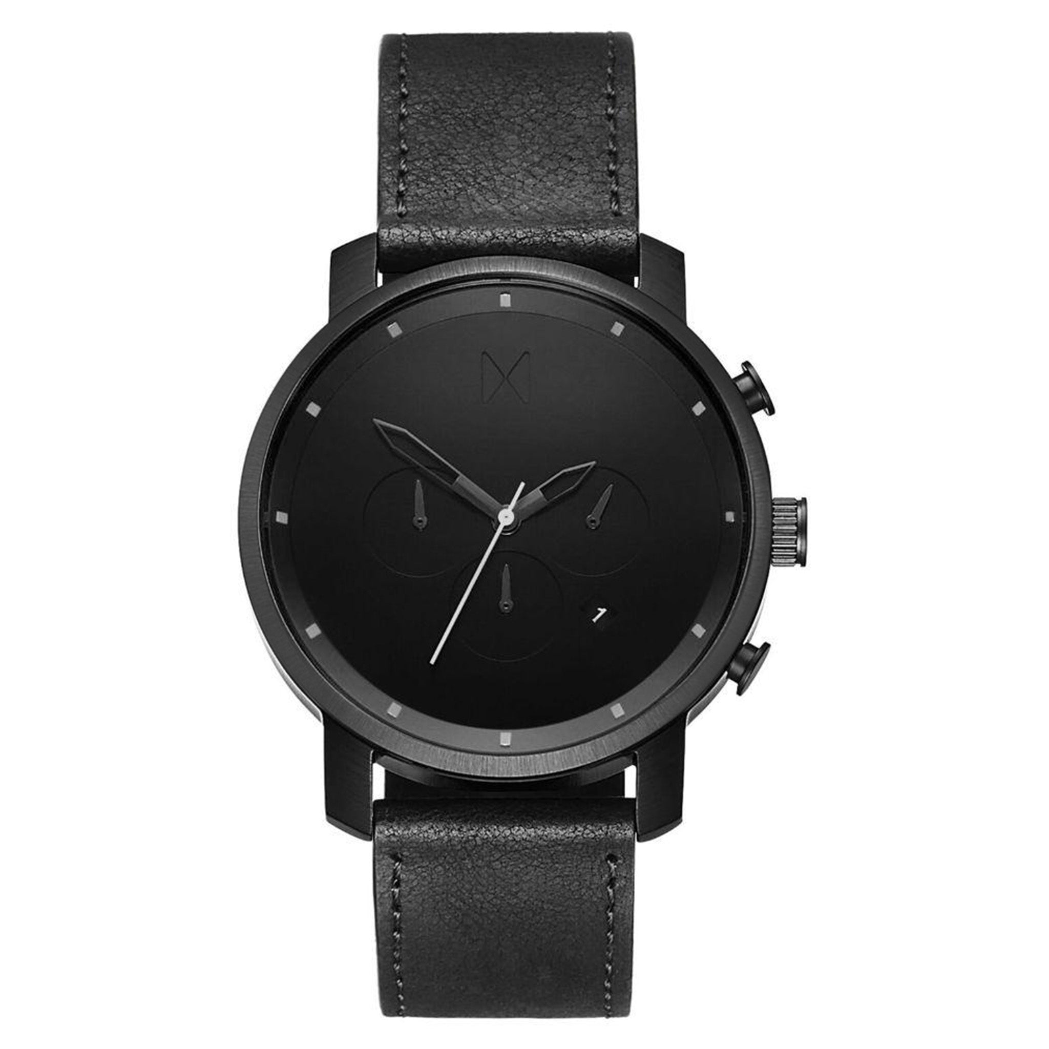MVMT Chrono Black Leather Men's Watch - DMC01BL