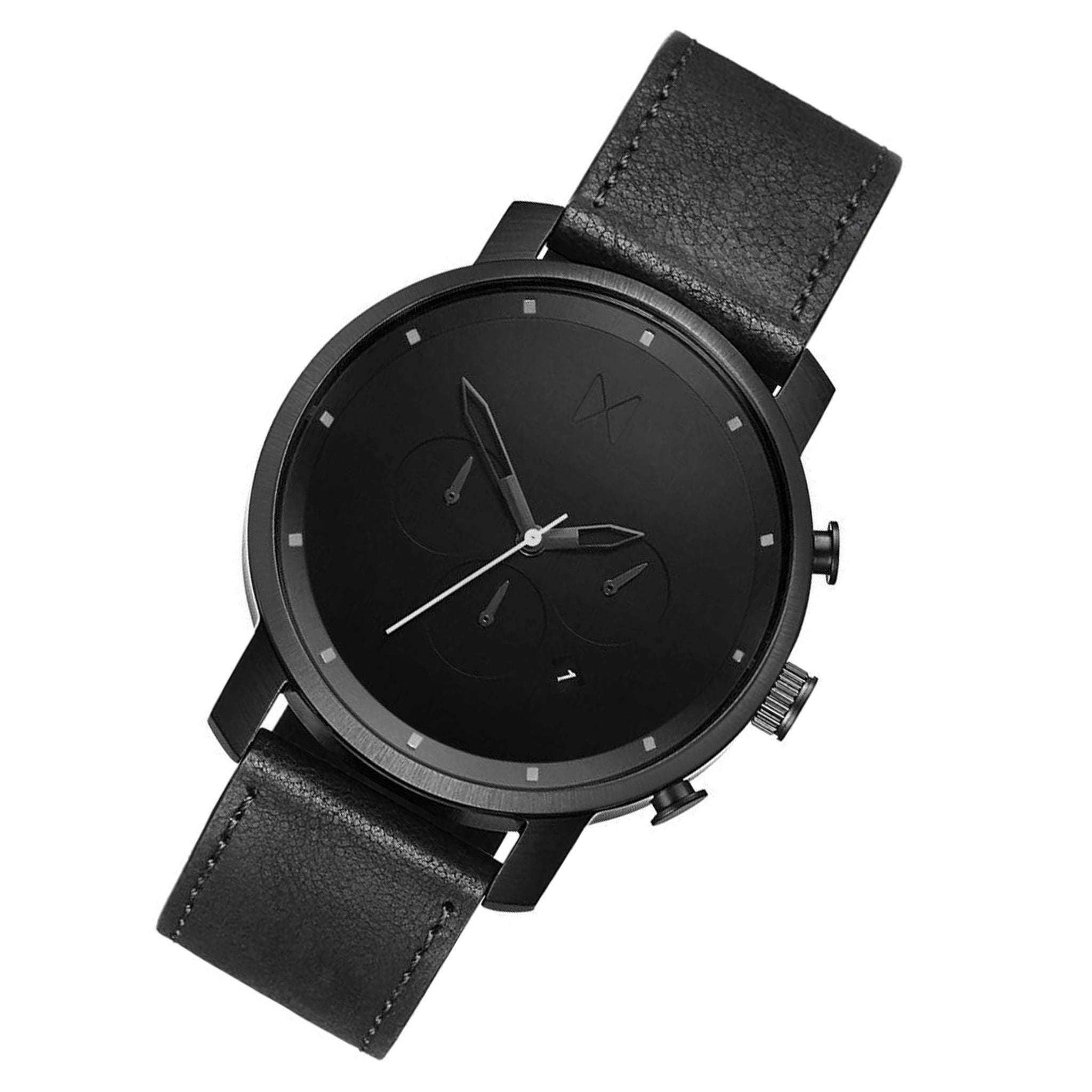 MVMT Chrono Black Leather Men's Watch - DMC01BL
