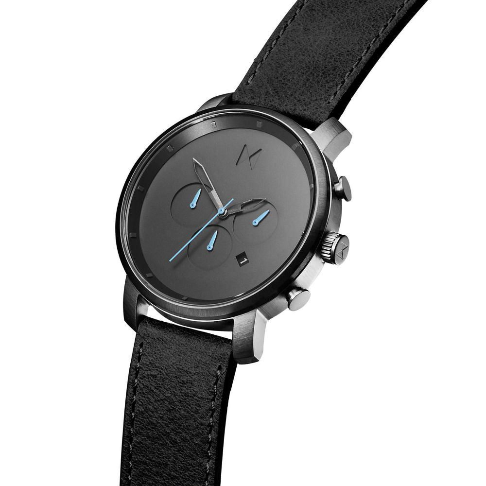 MVMT Chronograph Black Leather Men's Watch - DMC01GUBL