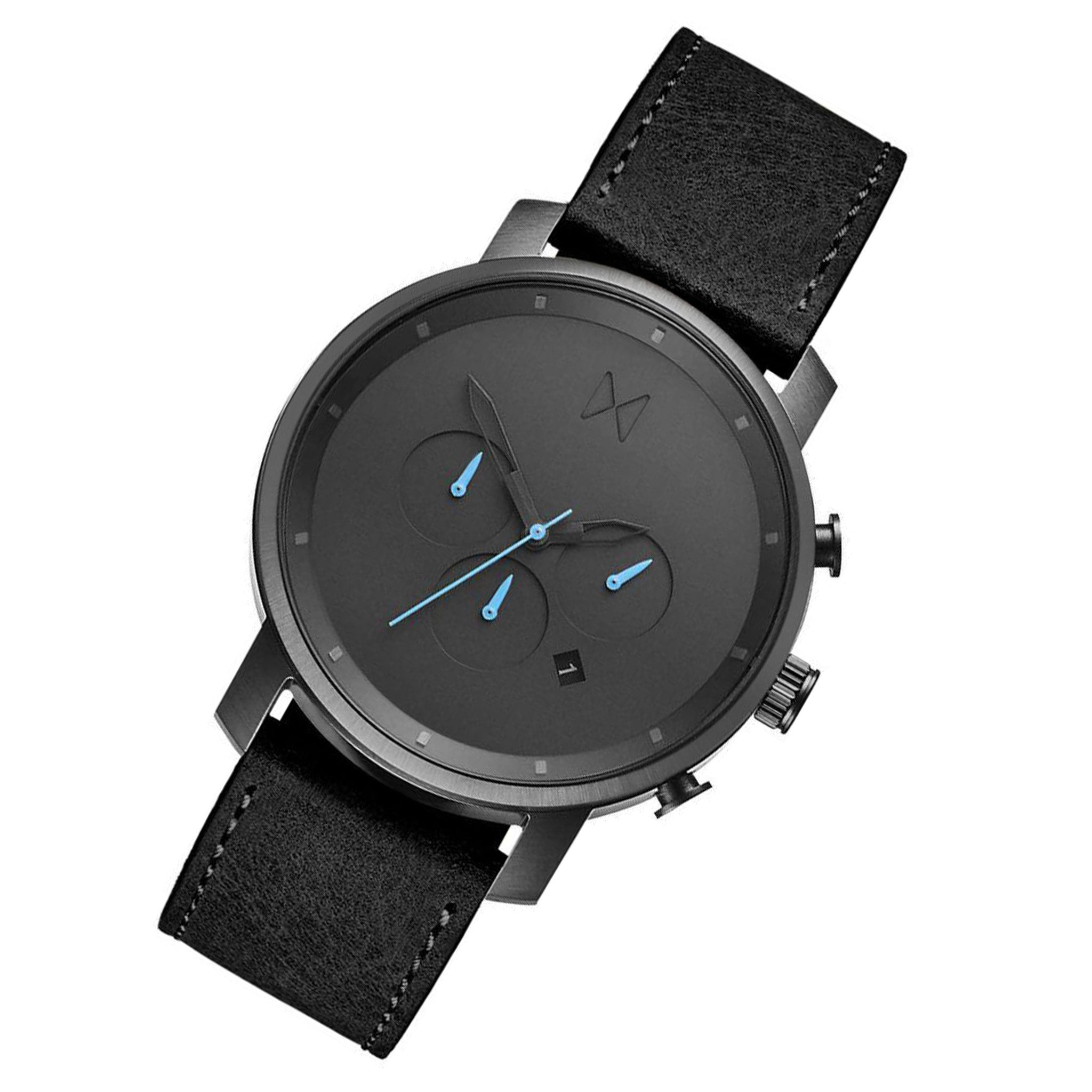 MVMT Chronograph Black Leather Men's Watch - DMC01GUBL