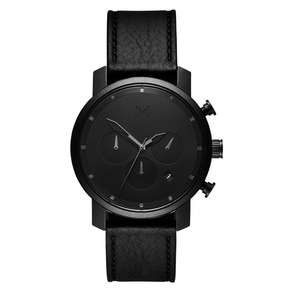 MVMT Chrono 40MM Black Leather Men's Watch - DMC02BLBL