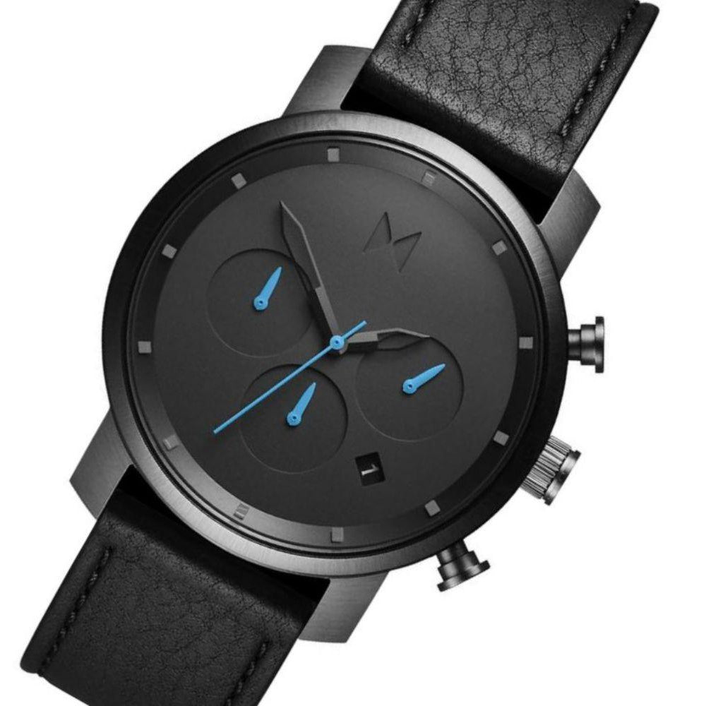 MVMT Chrono 40MM Black Leather Men's Watch - DMC02GUBL