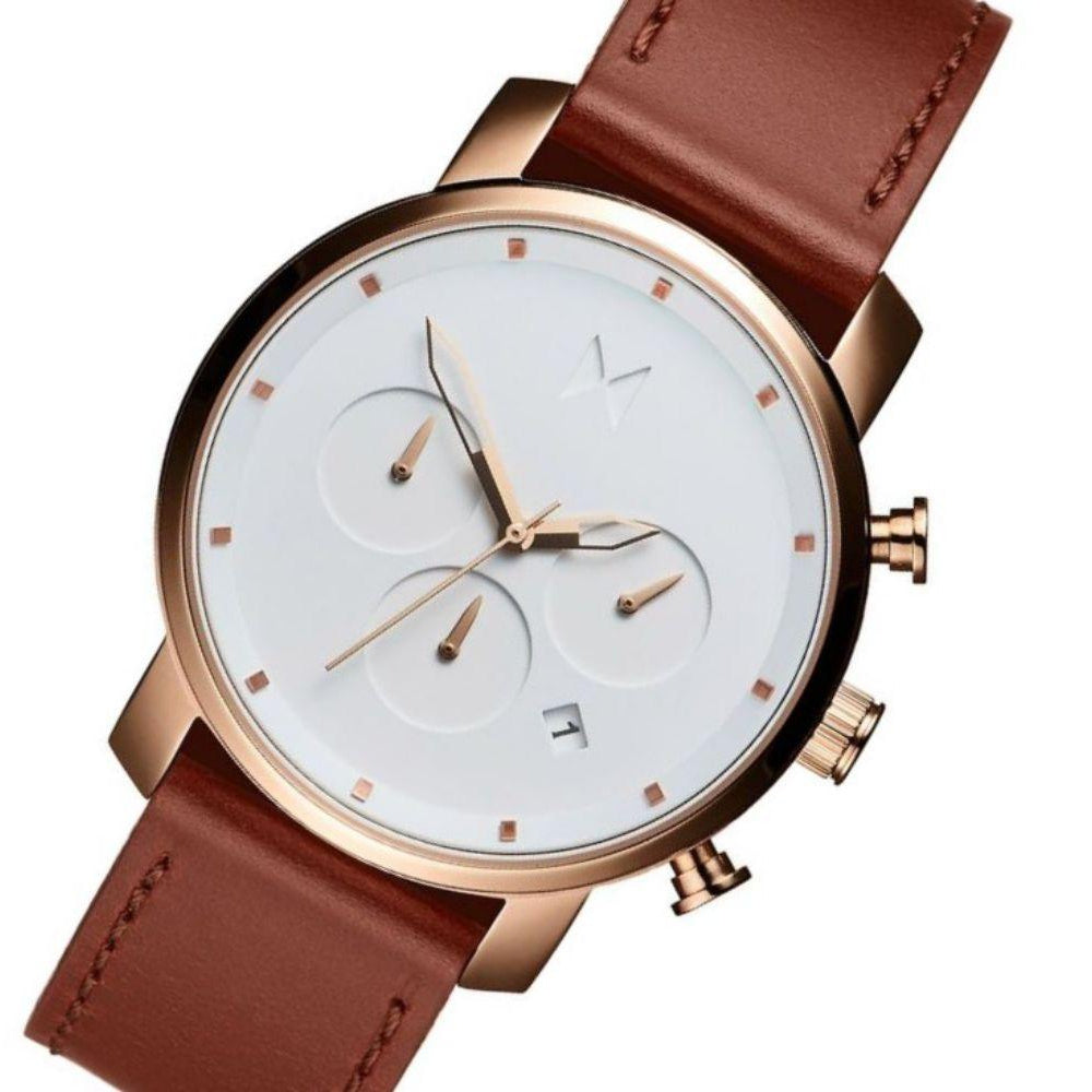 MVMT Chrono 40MM Natural Leather Men's Watch - DMC02RGNA