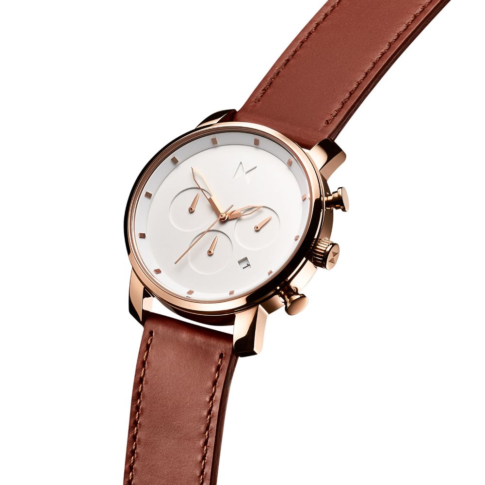 MVMT Chrono 40MM Natural Leather Men's Watch - DMC02RGNA