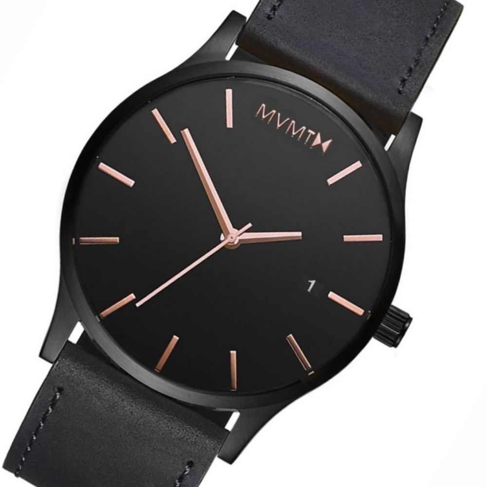 MVMT Classic Black Leather Men's Watch - DMM01BBRGL