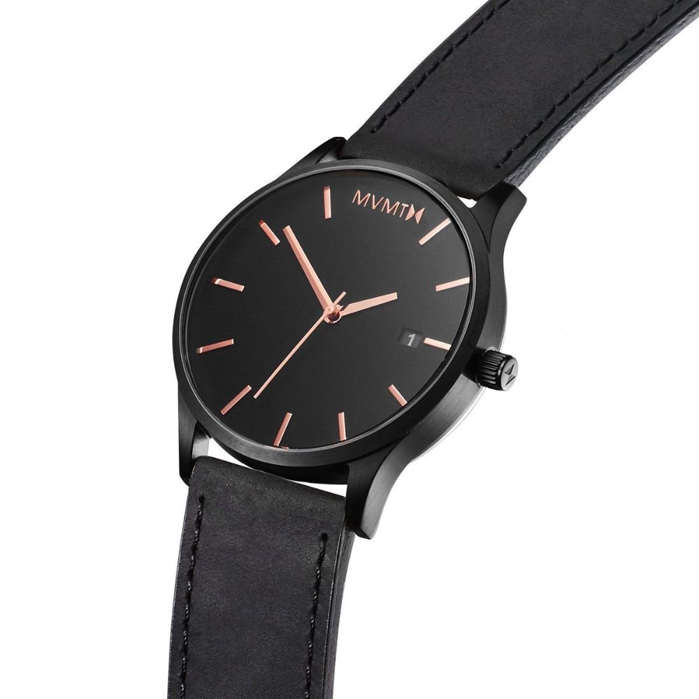 MVMT Classic Black Leather Men's Watch - DMM01BBRGL