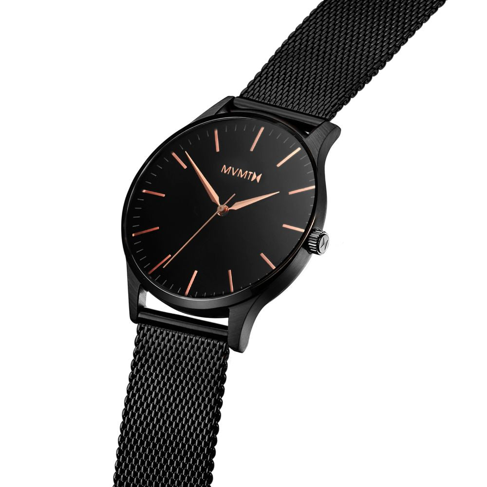 MVMT 40 Series Black Mesh Men's Slim Watch - DMT01BBRG