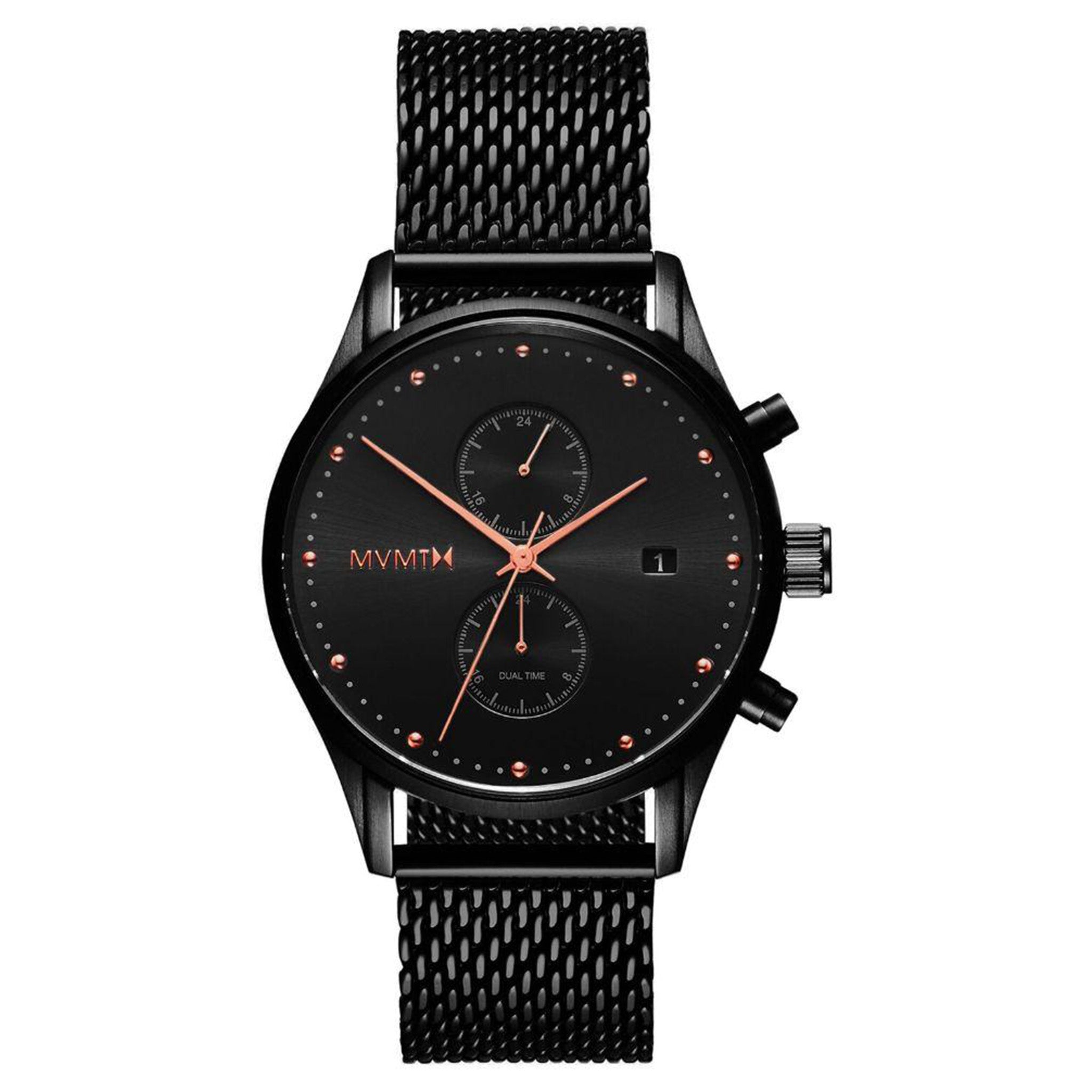 MVMT Voyager Black Mesh Men's Multi-function Watch - DMV01BBRG