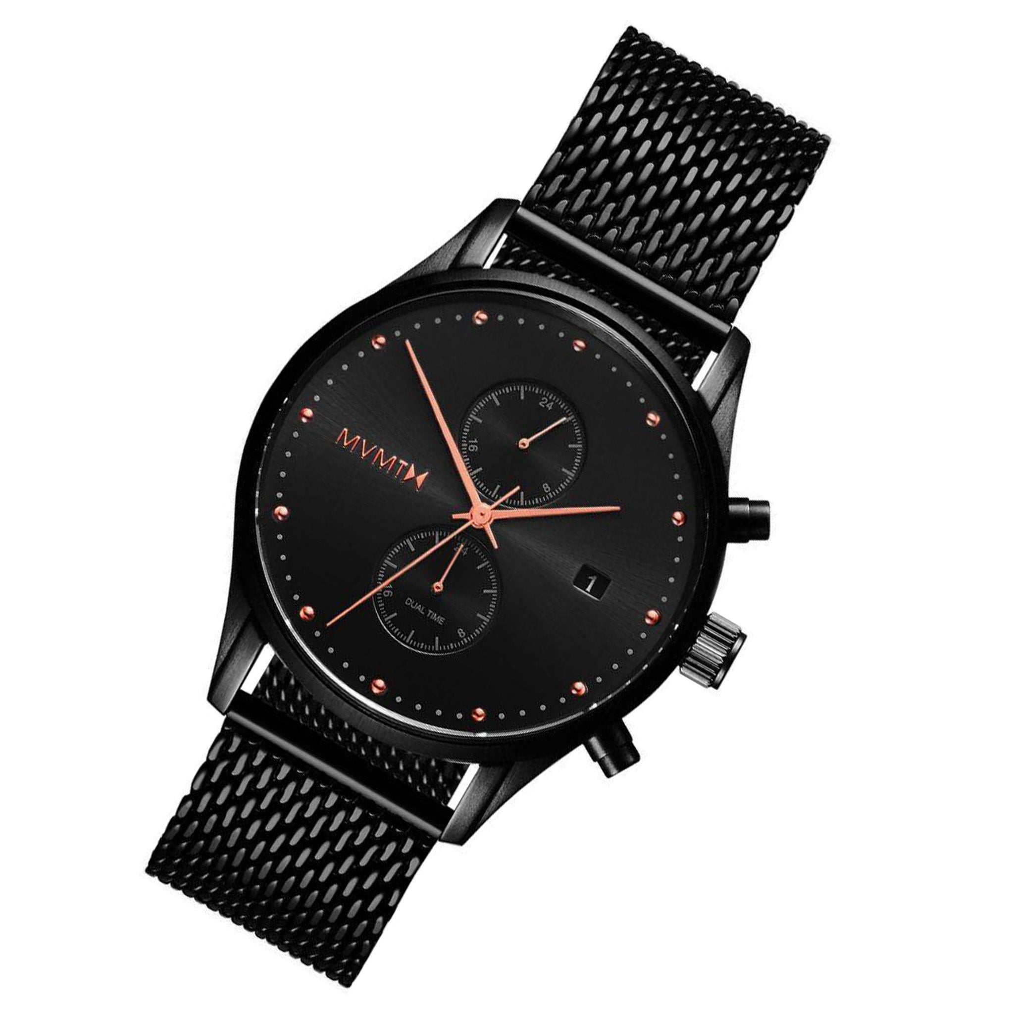 MVMT Voyager Black Mesh Men's Multi-function Watch - DMV01BBRG