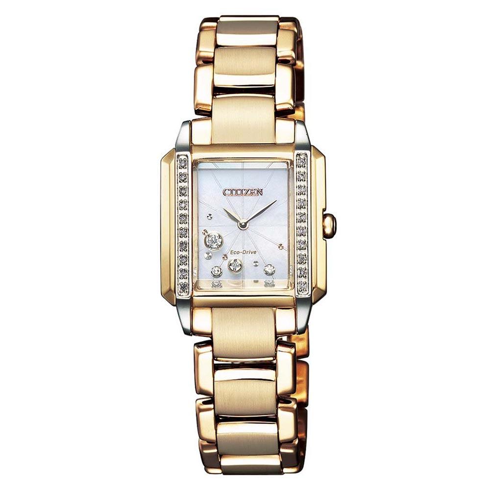 Citizen Diamond Gold Steel Eco-Drive Women's Watch - EG7069-81D