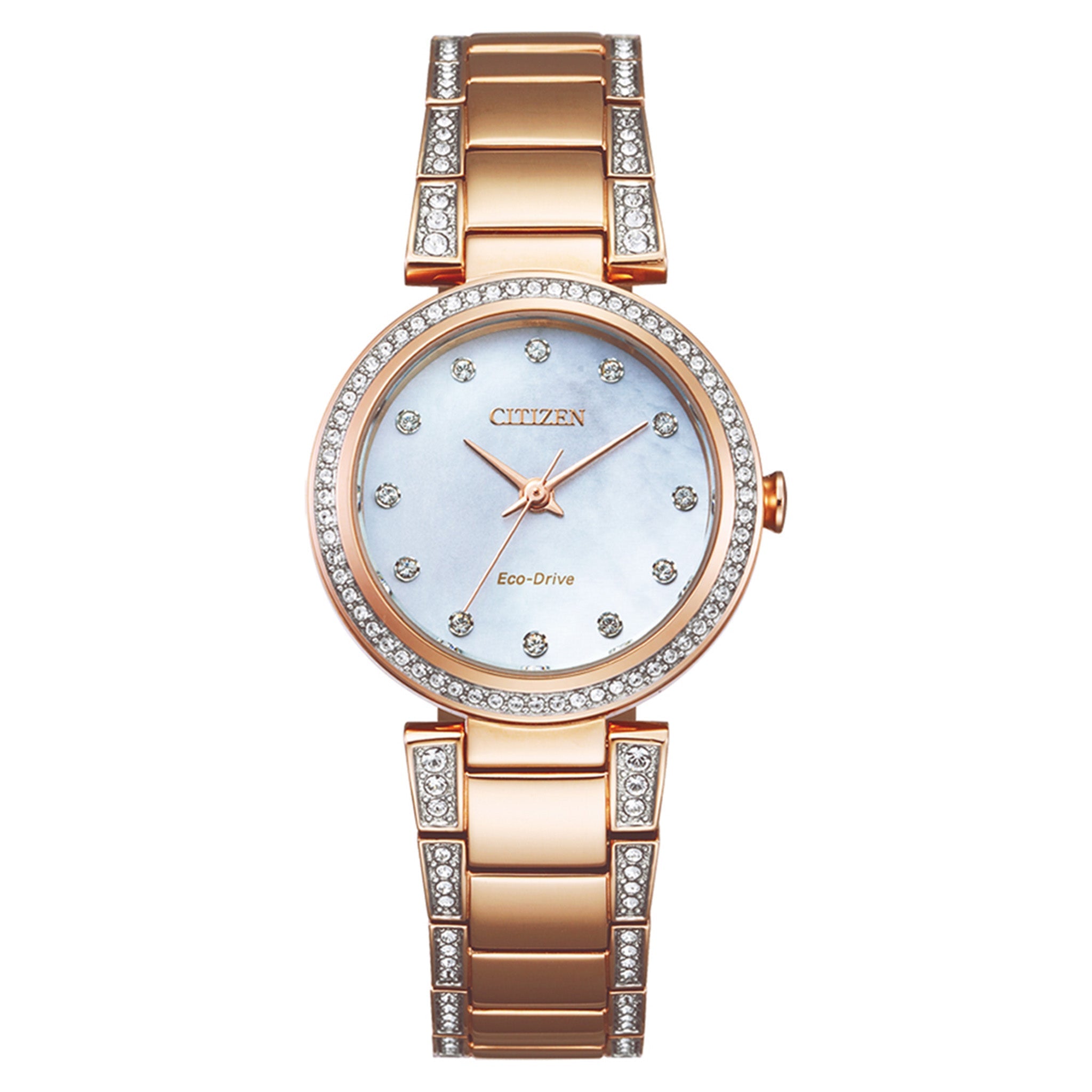 Citizen Eco-Drive Rose Gold White Dial Steel Solar Women's Watch - EM0843-51D