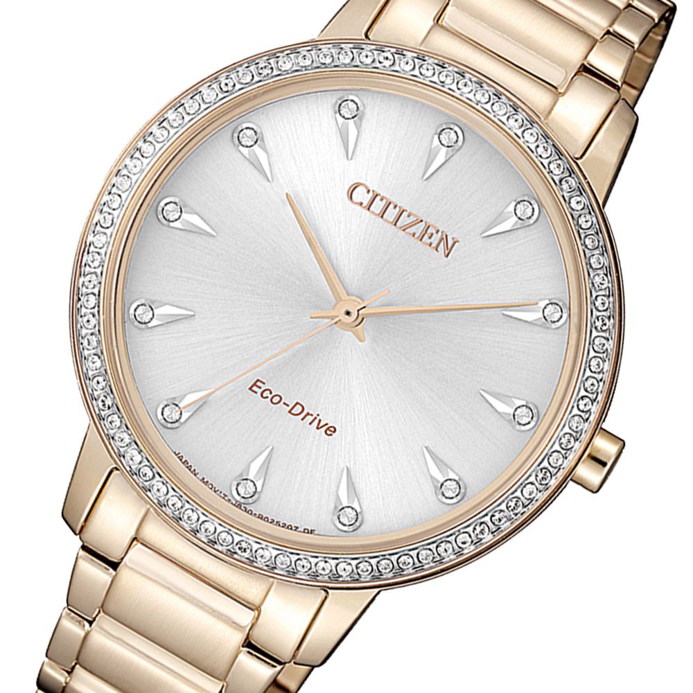 Citizen Rose Gold Steel Ladies Solar Watch - FE7043-55A