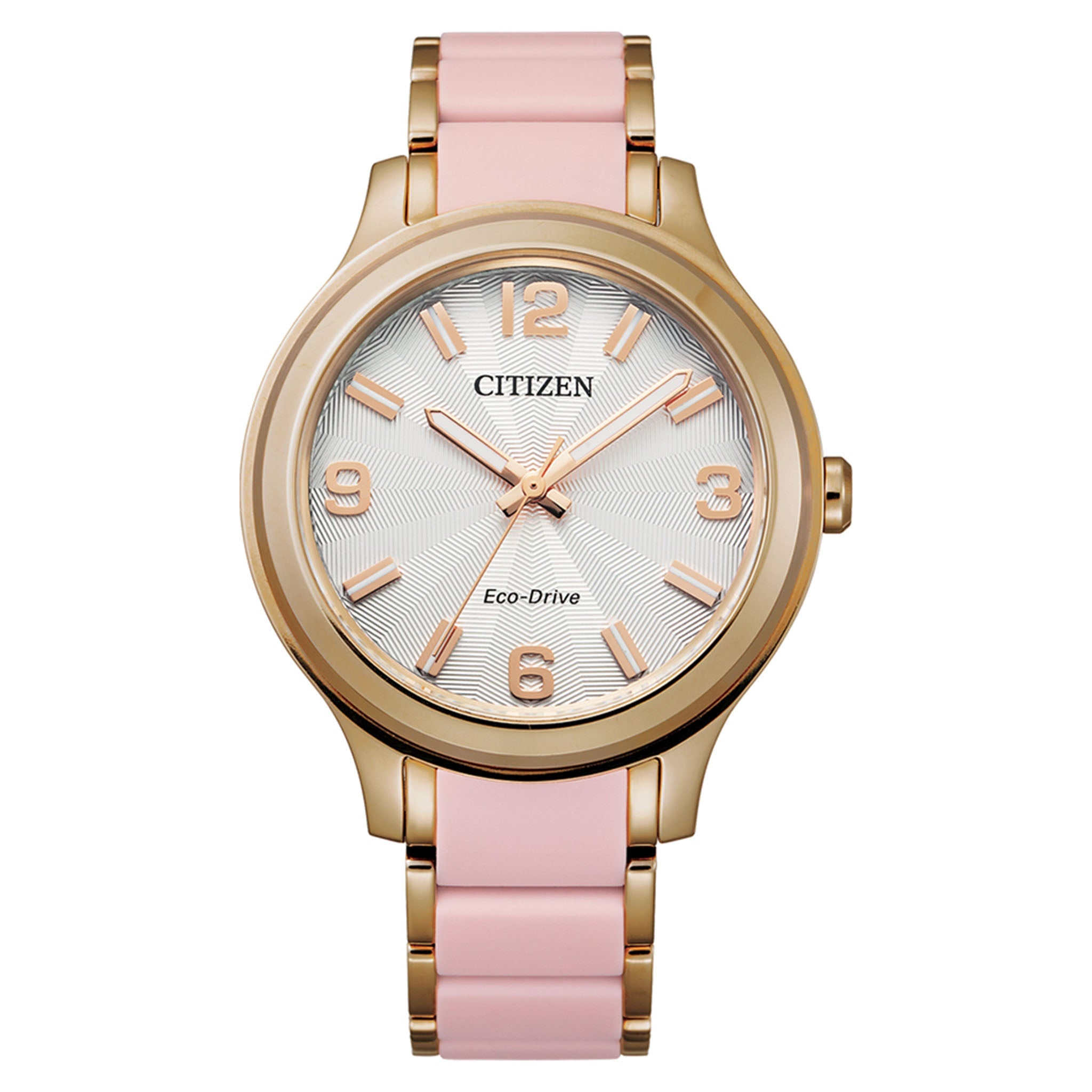 Citizen Eco-Drive Pink Silicone Band Silver Dial Solar Women's Watch - FE7078-85A
