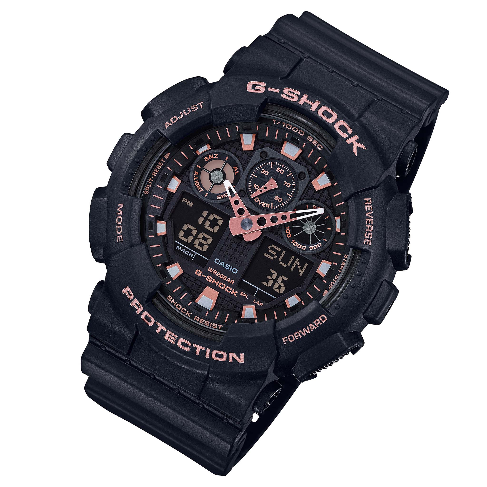 Casio G-SHOCK 55mm Black Resin Analog-Digital Men's Watch - GA100GBX-1A4
