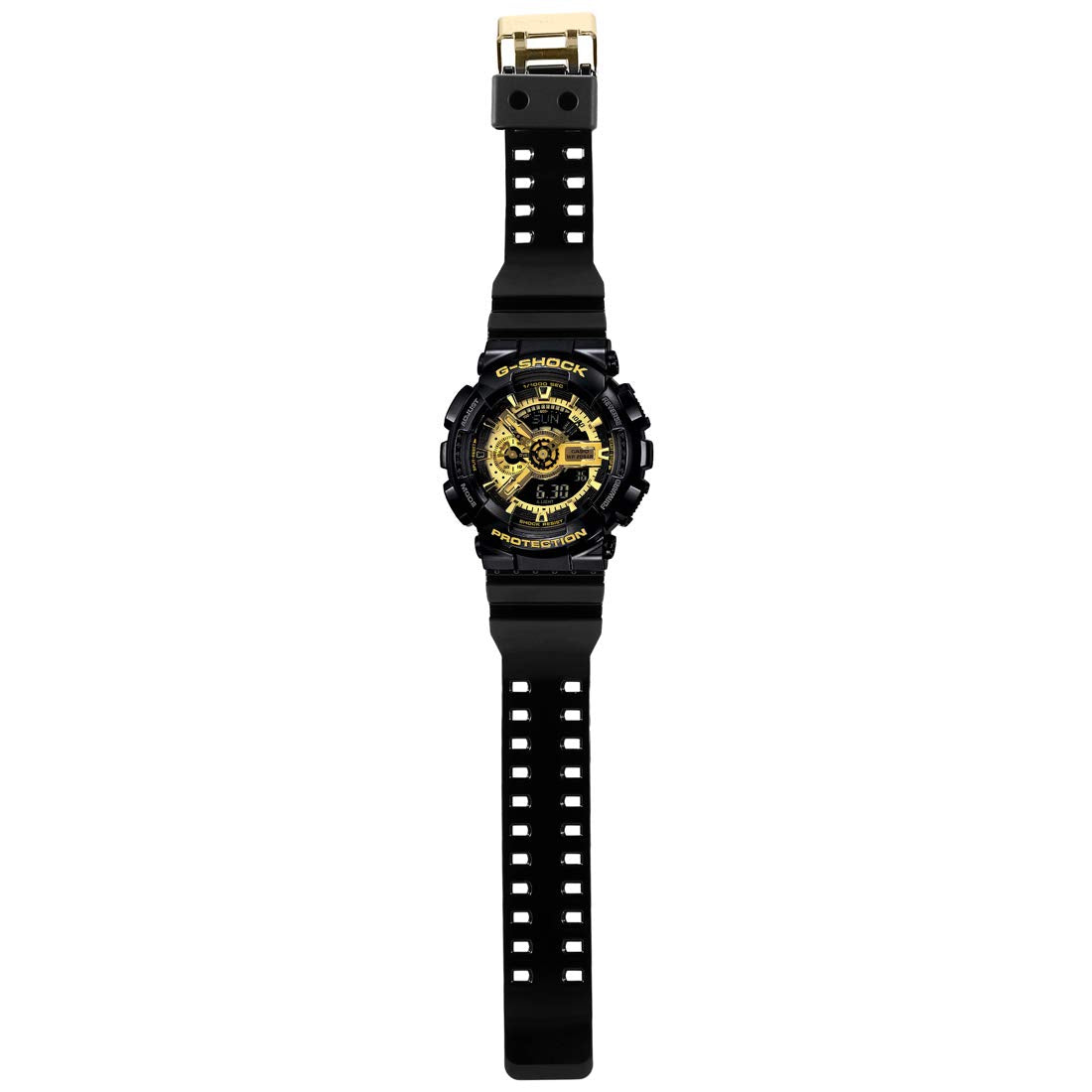 Casio G-SHOCK X-Large Black Resin Gold Dial Analogue-Digital Men's Watch - GA110GB-1