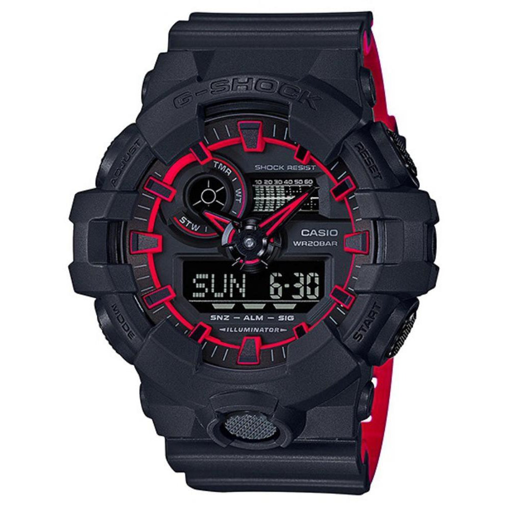 Casio G-SHOCK Super Illuminator Black & Neon Red Men's Watch - GA700SE-1A4
