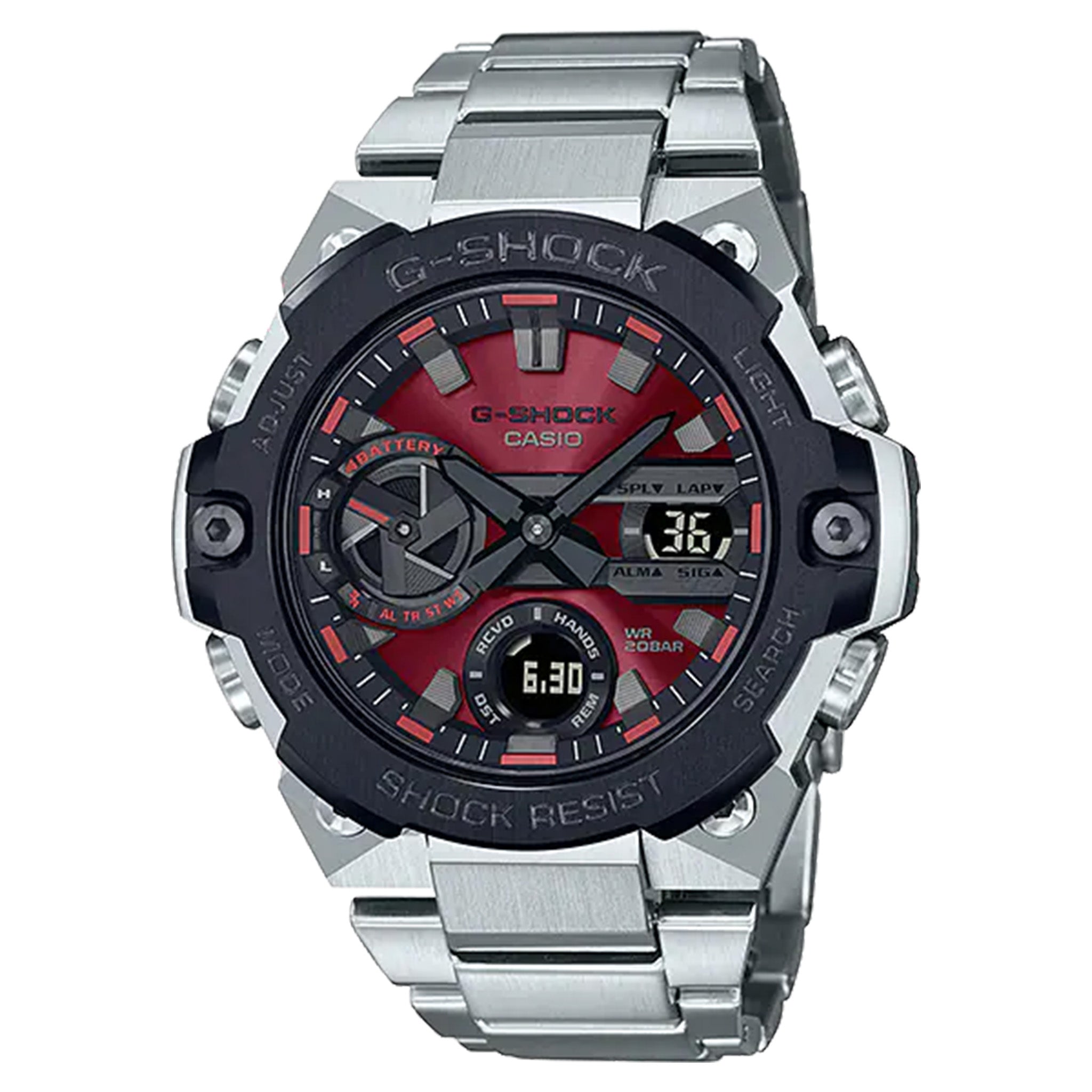 Casio G-SHOCK Stainless Steel Red Dial Analogue-Digital Men's Solar Watch - GSTB400AD-1A4
