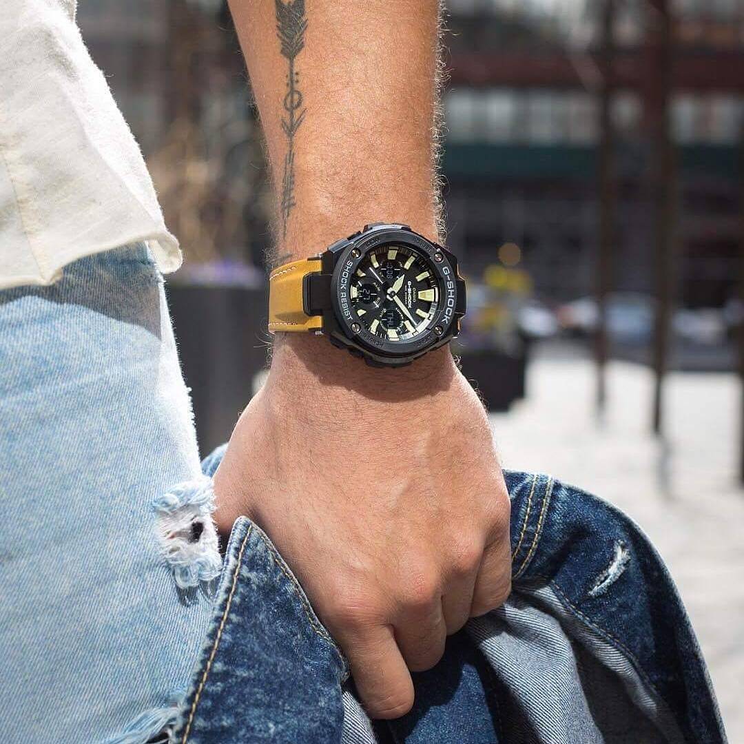 Casio G-SHOCK G-STEEL Series Tough Leather Men's Watch - GSTS120L-1B