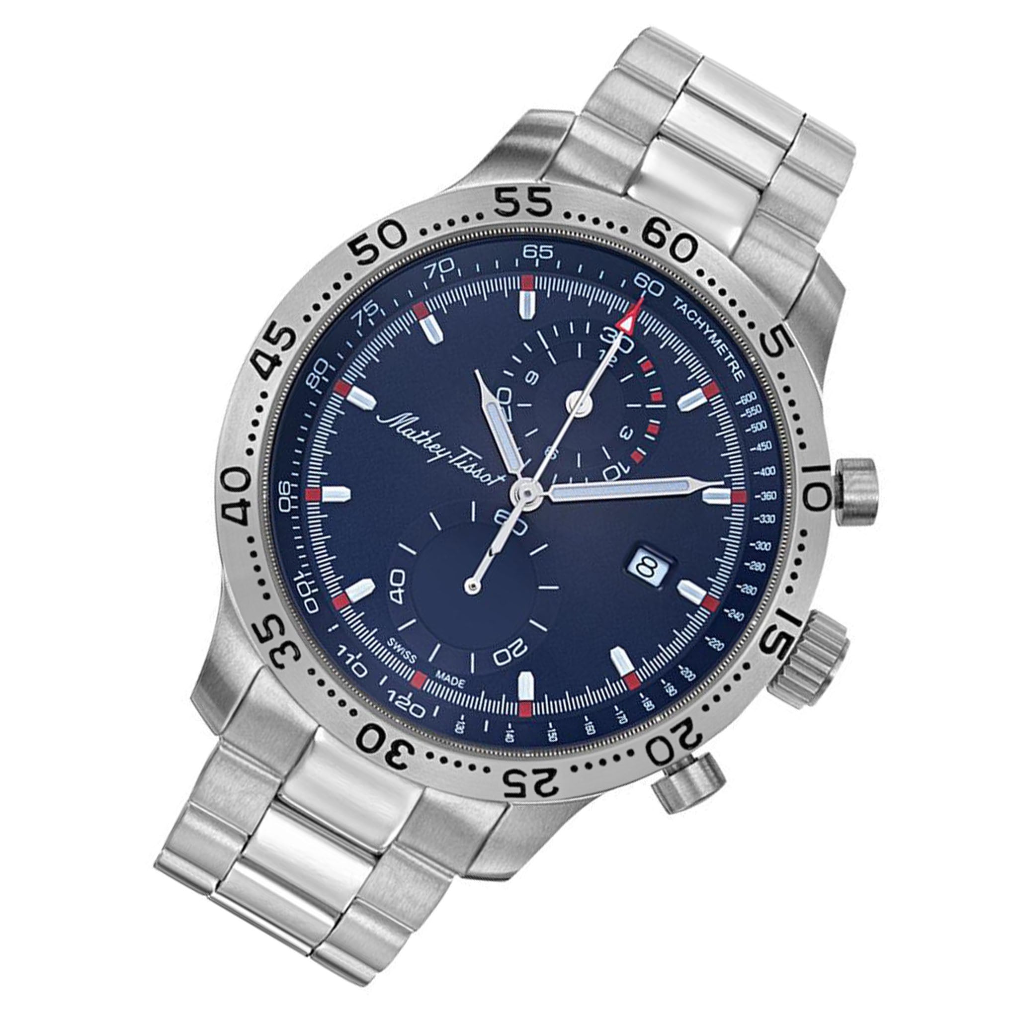 Mathey-Tissot Type 23 Chrono Stainless Steel Blue Dial Swiss Made Men's Watch - H1823CHABU
