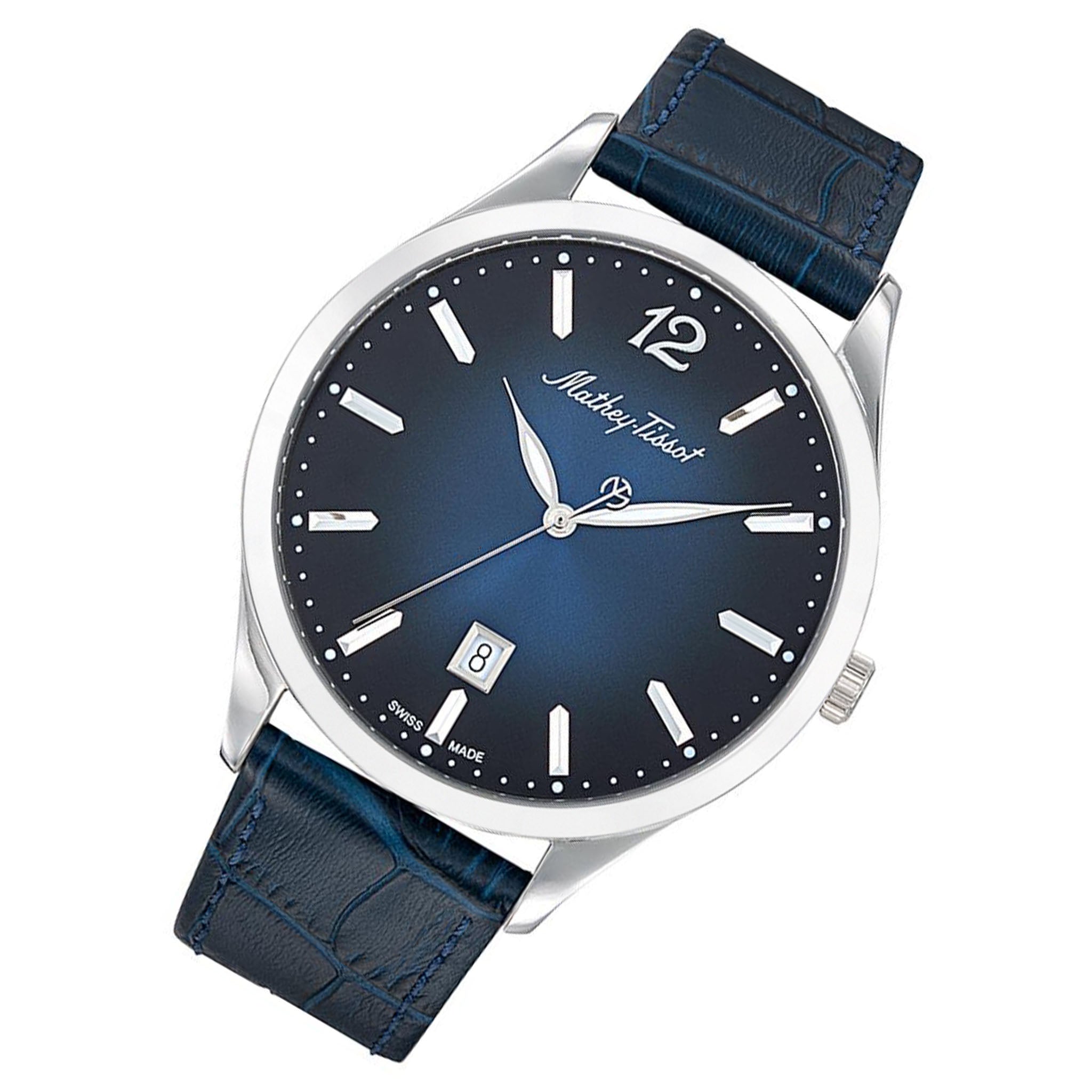 Mathey-Tissot Urban Leather Blue Dial Swiss Made Men's Watch - H411ABU