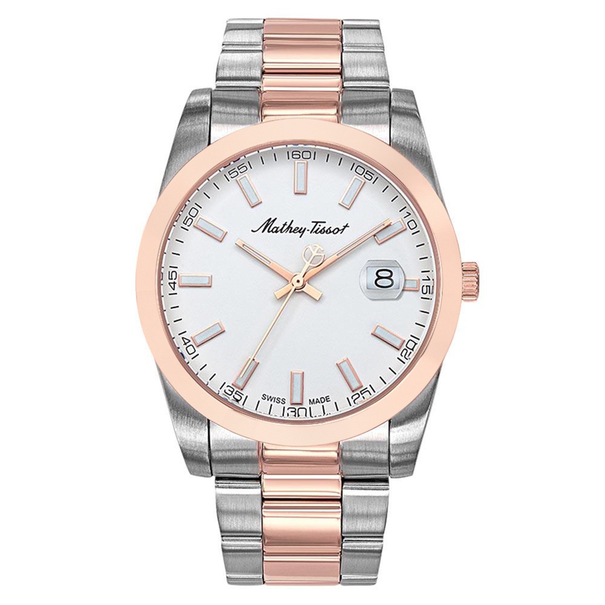 Mathey-Tissot Mathy I Rose Gold Steel White Dial Swiss Made Men's Watch - H450RA