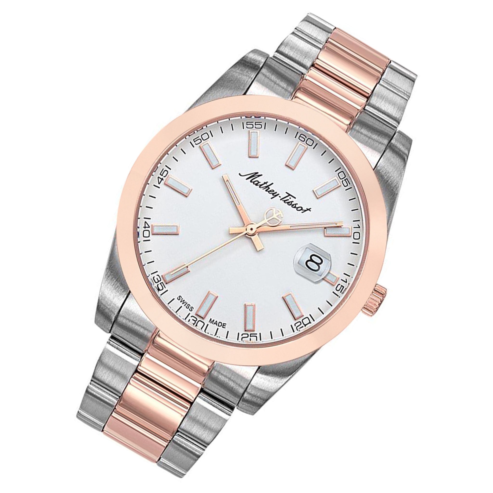 Mathey-Tissot Mathy I Rose Gold Steel White Dial Swiss Made Men's Watch - H450RA