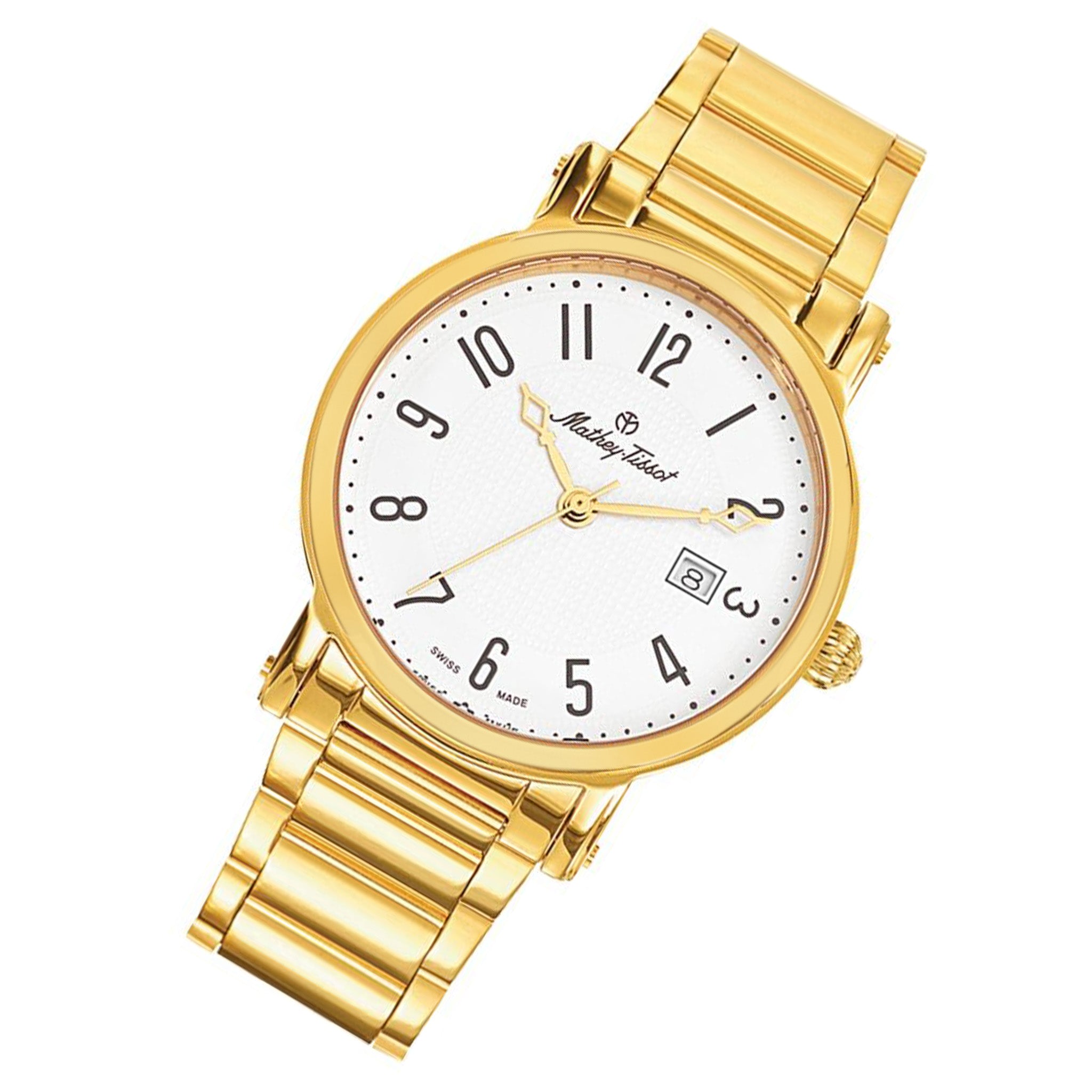 Mathey-Tissot City Metal Gold Steel White Dial Swiss Made Men's Watch - H611251MPG