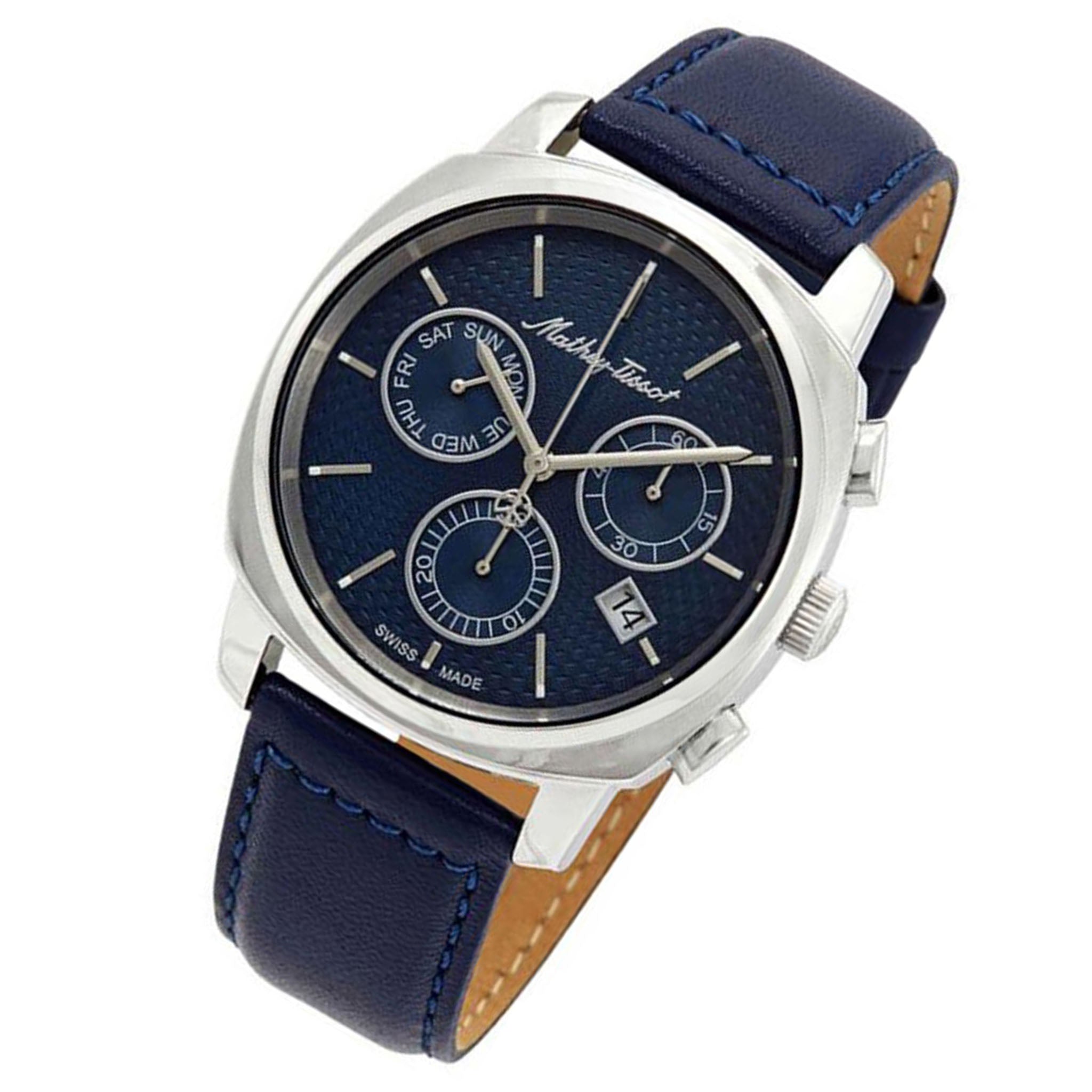 Mathey-Tissot Smart Chrono Leather Blue Dial Swiss Made Men's Watch - H6940CHABU