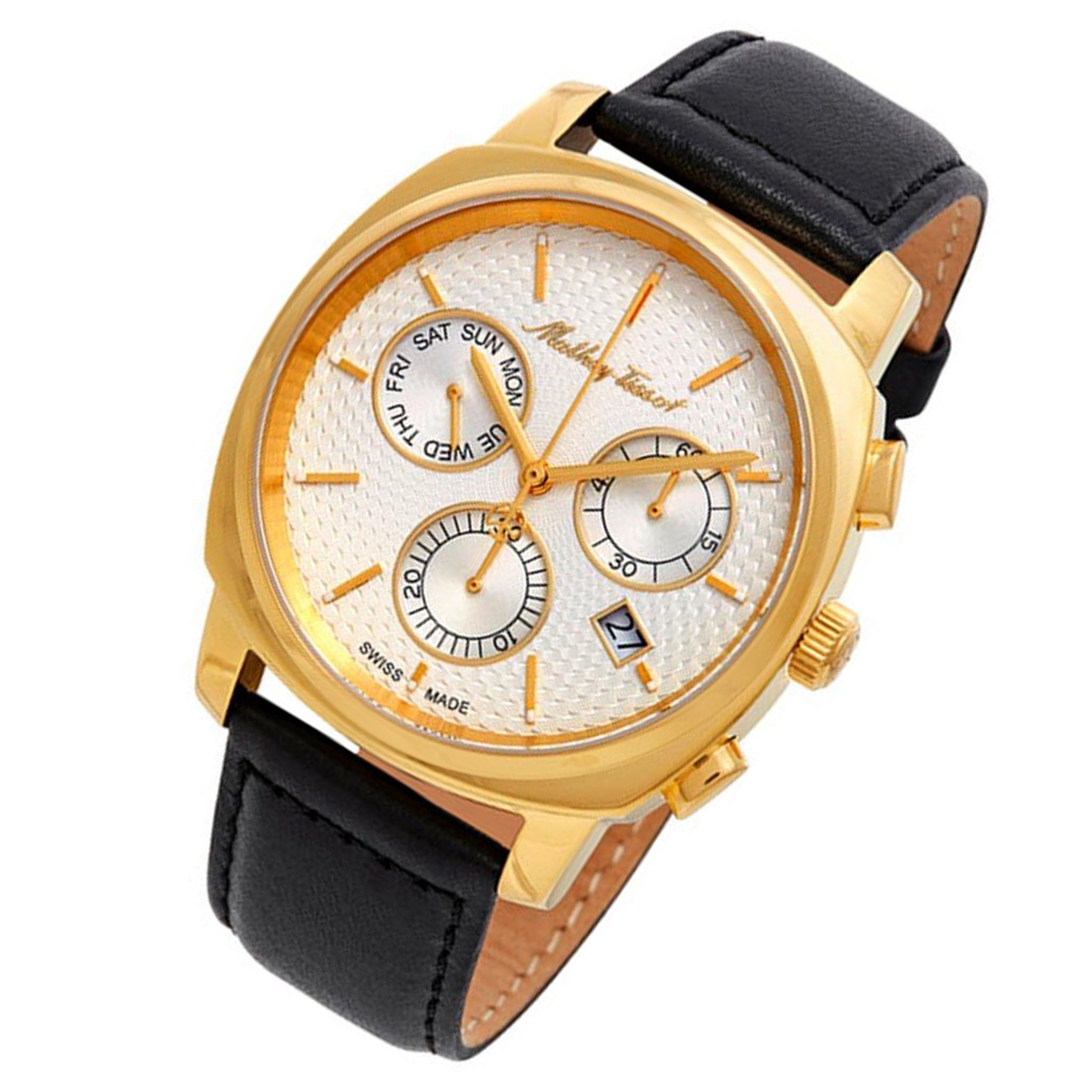 Mathey-Tissot Smart Chrono Leather White Dial Swiss Made Men's Watch - H6940CHPI