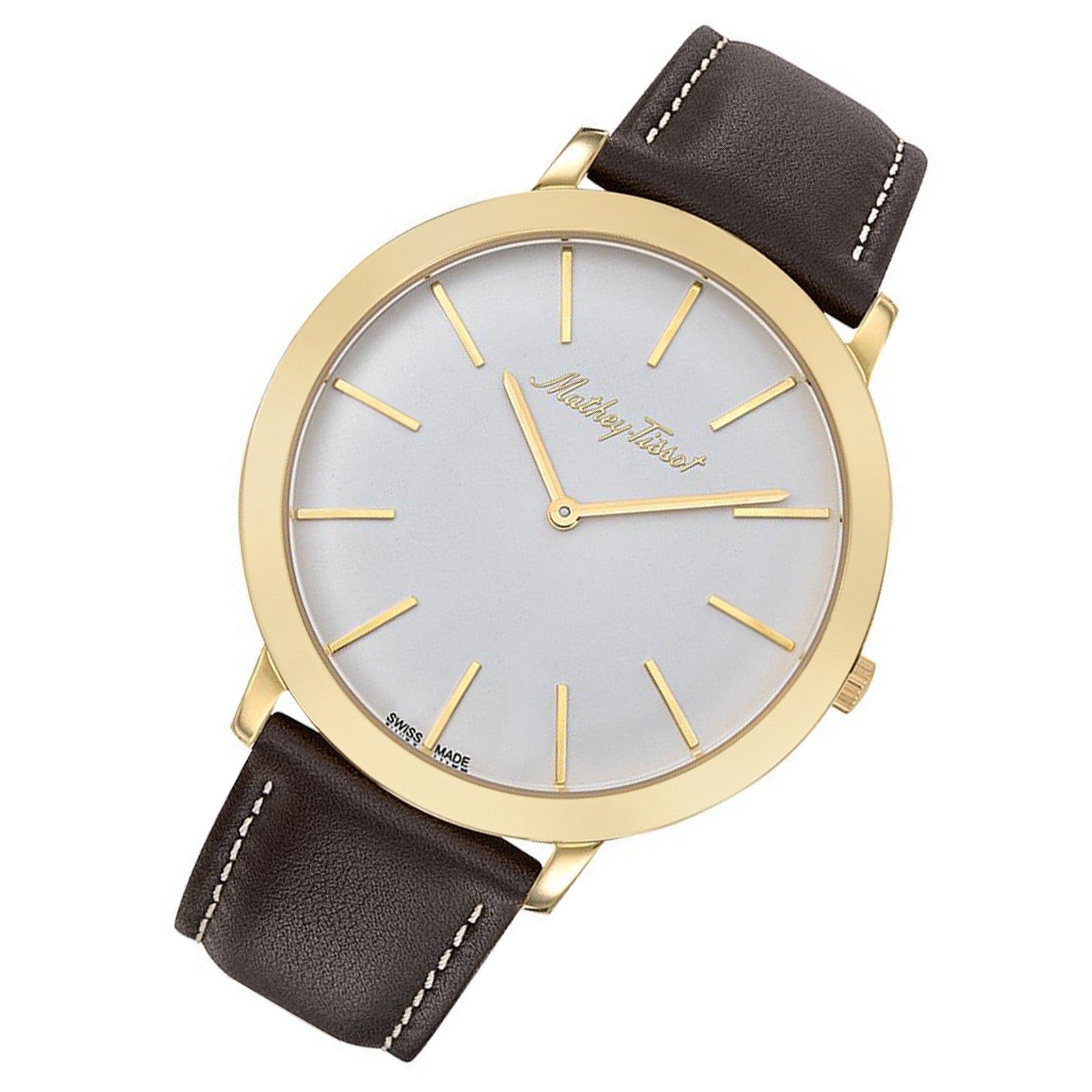 Mathey-Tissot Darius Leather Smoked White Dial Swiss Made Men's Watch - H7915PYI