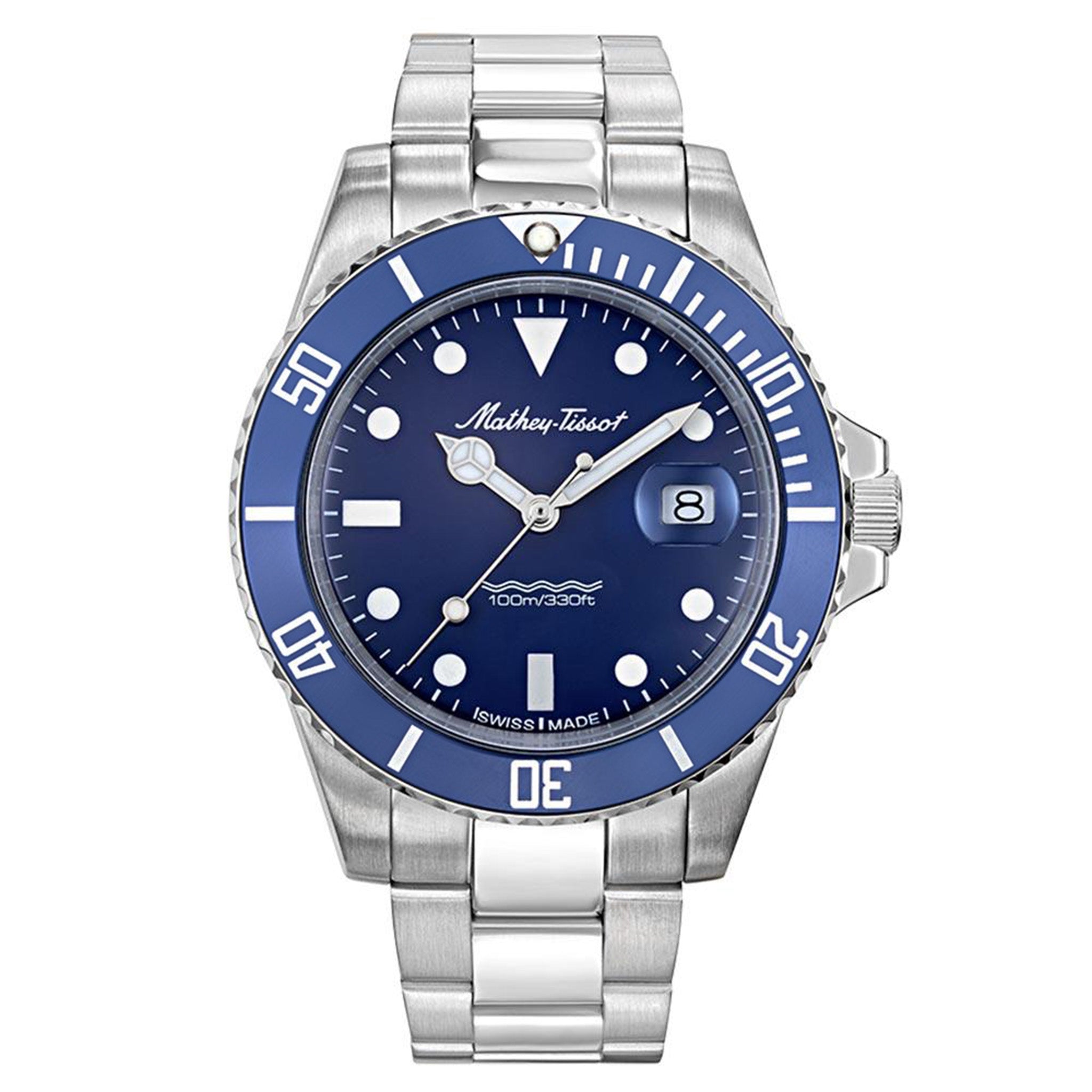Mathey-Tissot Mathy Vintage Quartz 42 mm Stainless Steel Blue Dial Swiss Made Men's Watch - H901ABU
