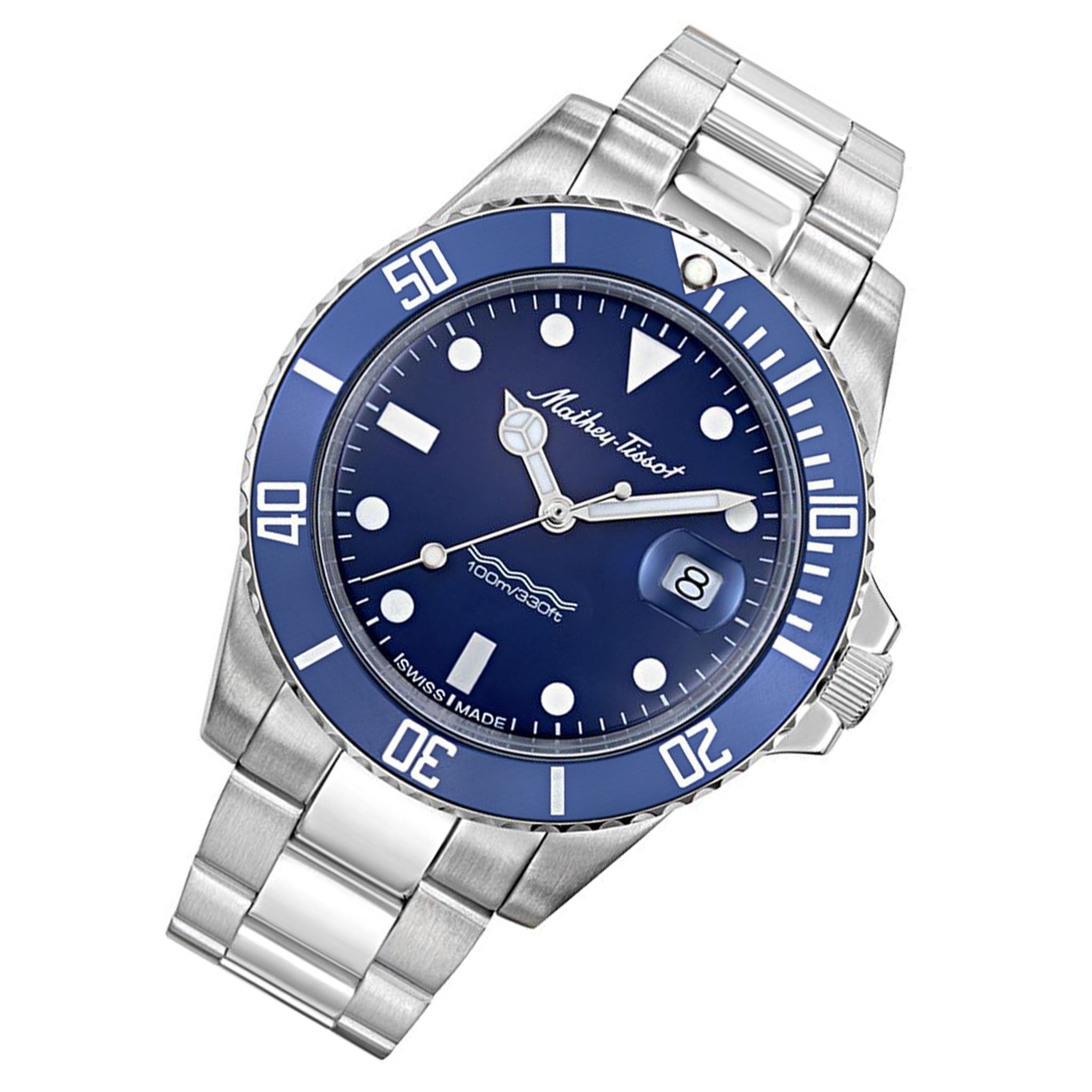 Mathey-Tissot Mathy Vintage Quartz 42 mm Stainless Steel Blue Dial Swiss Made Men's Watch - H901ABU