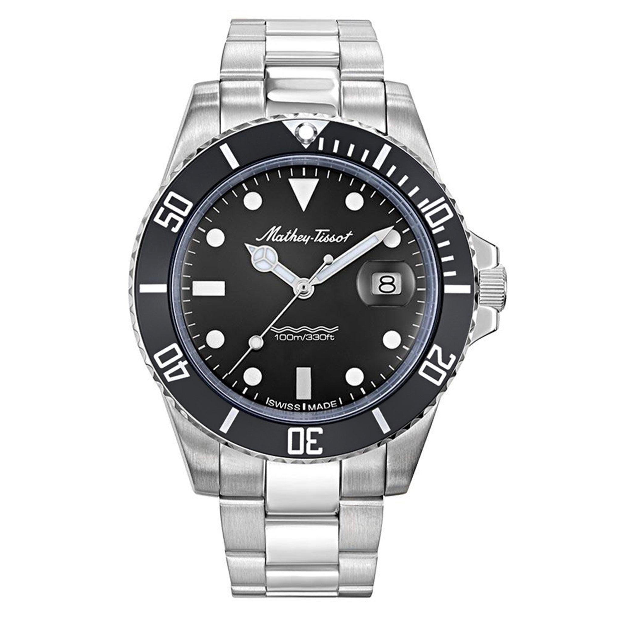 Mathey-Tissot Mathy Vintage Quartz Stainless Steel Black Dial Swiss Made Men's Watch - H901AN