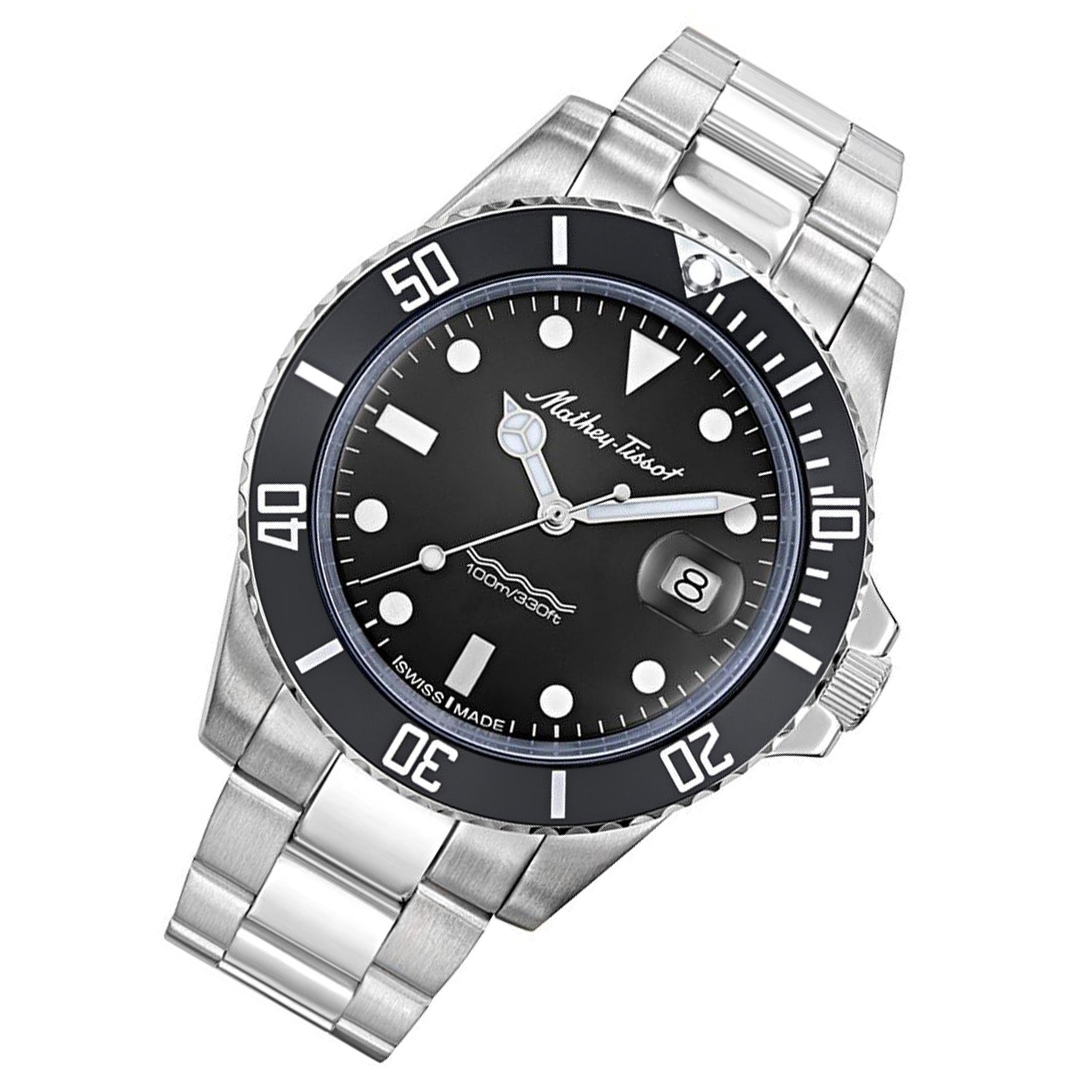 Mathey-Tissot Mathy Vintage Quartz Stainless Steel Black Dial Swiss Made Men's Watch - H901AN