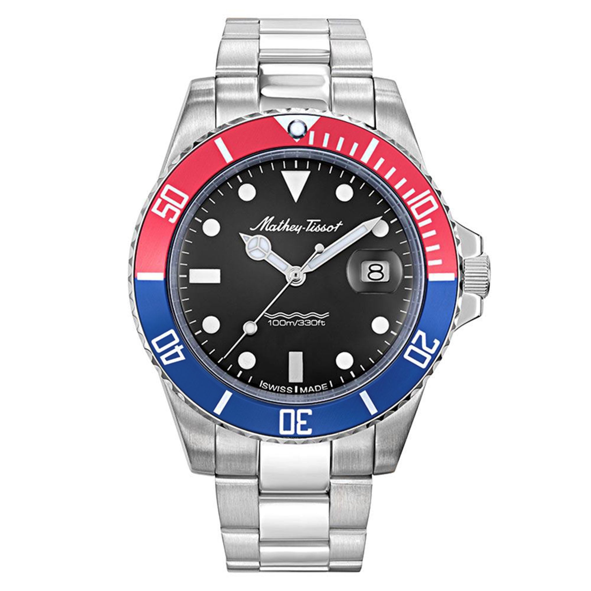 Mathey-Tissot Mathy Vintage Quartz 42 mm Stainless Steel Black Dial Swiss Made Men's Watch - H901AR