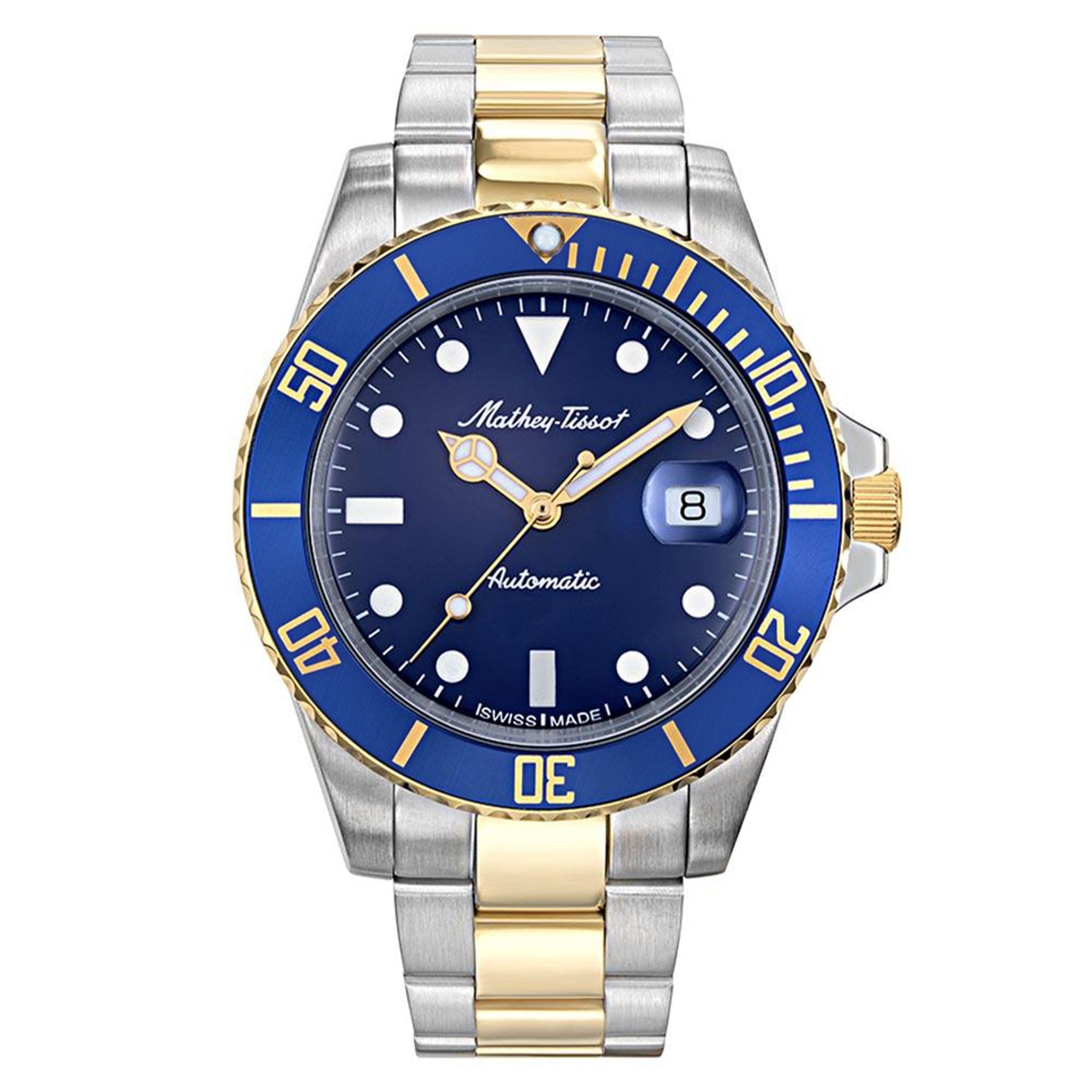 Mathey-Tissot Mathy Vintage Automatic 42 mm Stainless Steel Blue Dial Swiss Made Men's Watch - H901ATBBU