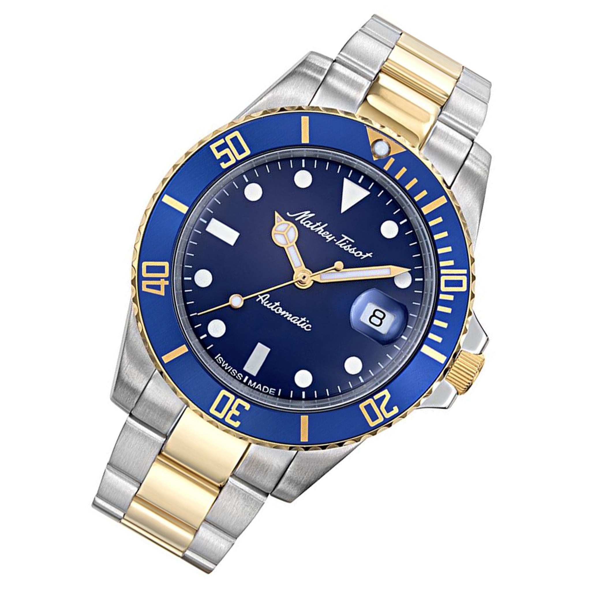 Mathey-Tissot Mathy Vintage Automatic 42 mm Stainless Steel Blue Dial Swiss Made Men's Watch - H901ATBBU